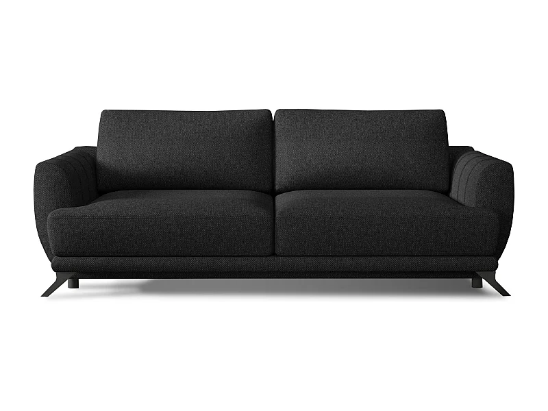 Canapé convertible 3-4 places tissu noir et pieds métal noir Zora 250cm