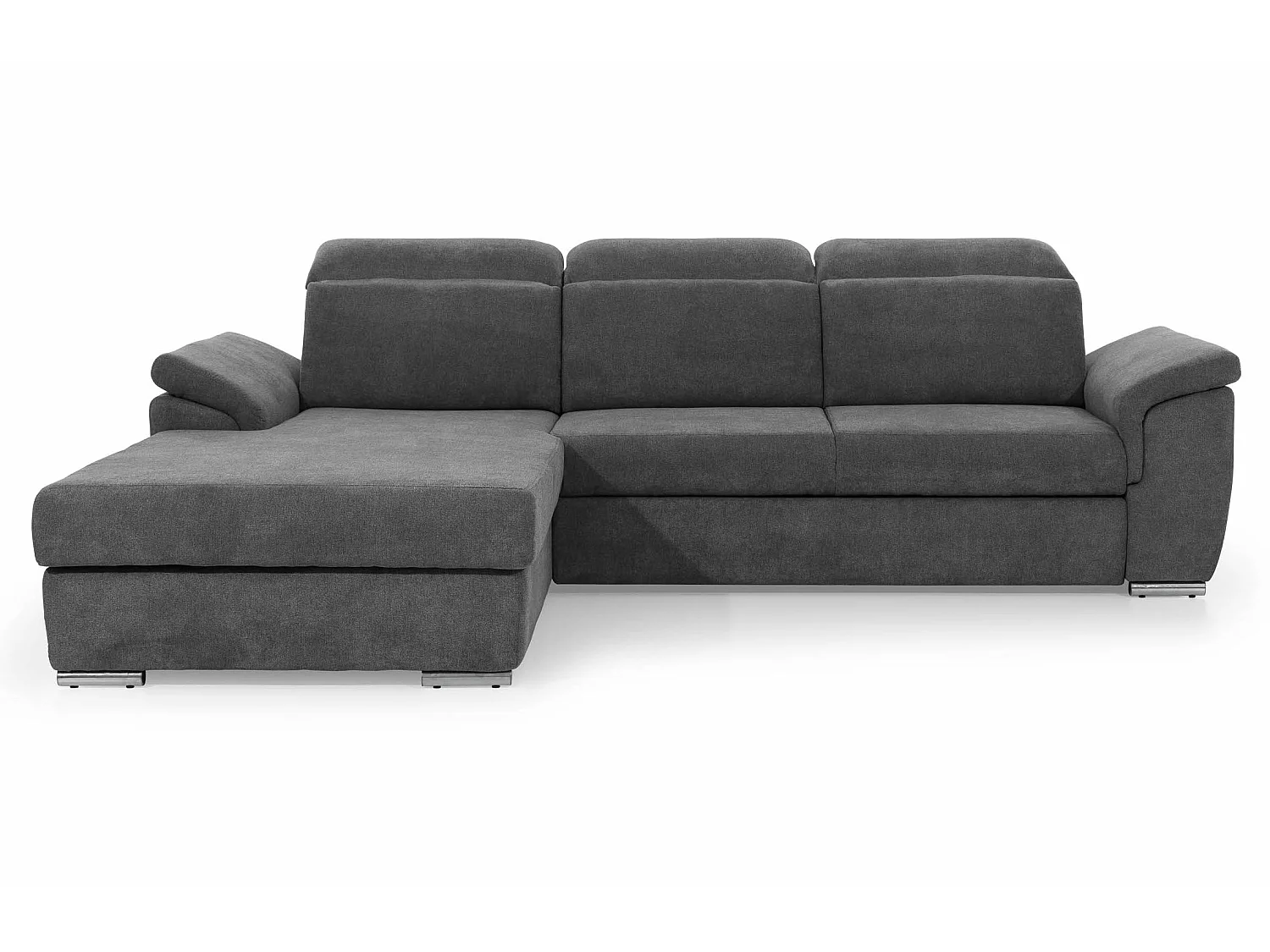 Canapé convertible d'angle gauche simili blanc et tissu gris clair Suzy 272cm