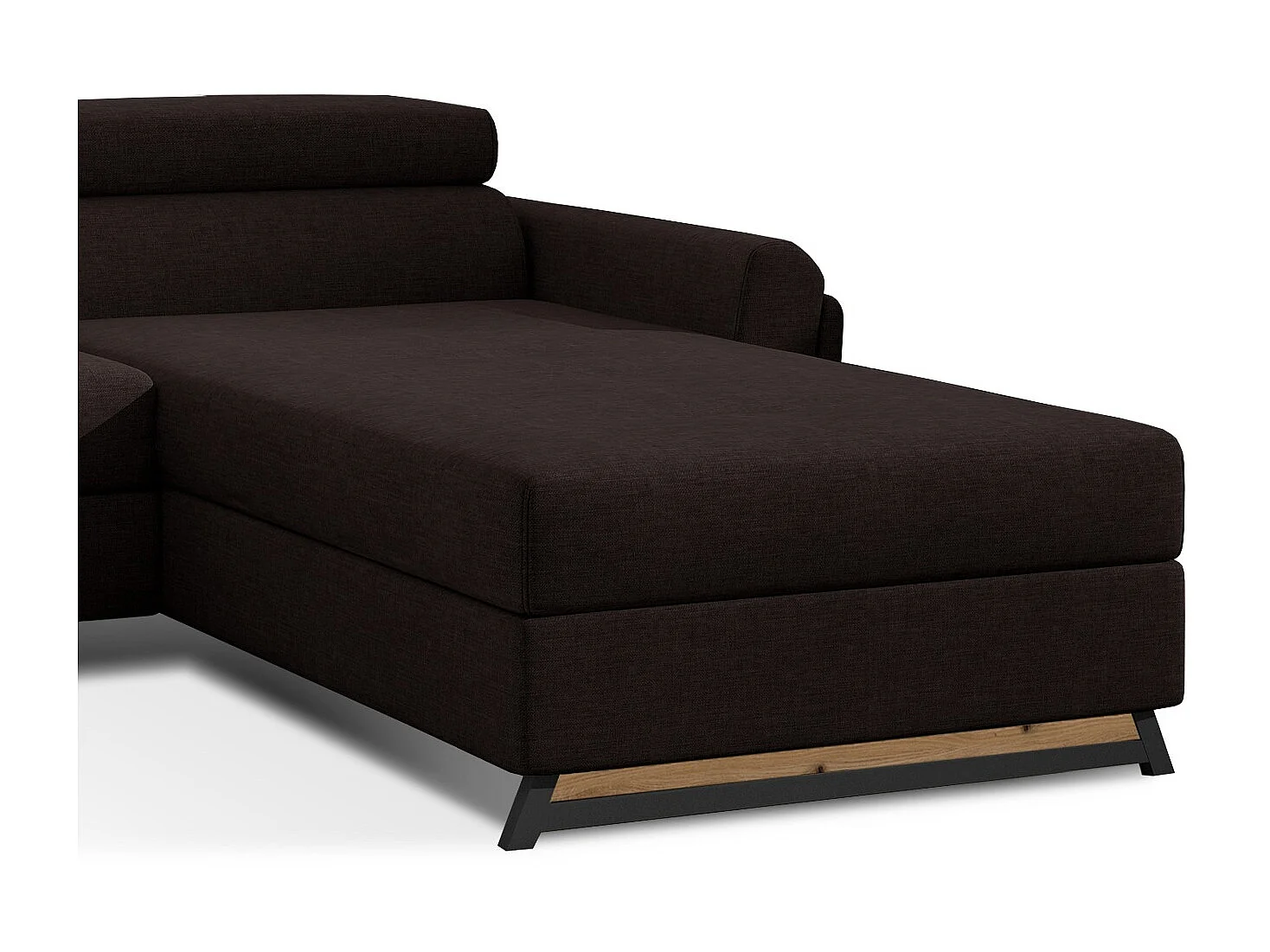 Canapé angle droit convertible tissu marron avec appuis-tête réglables Mazerali 300cm