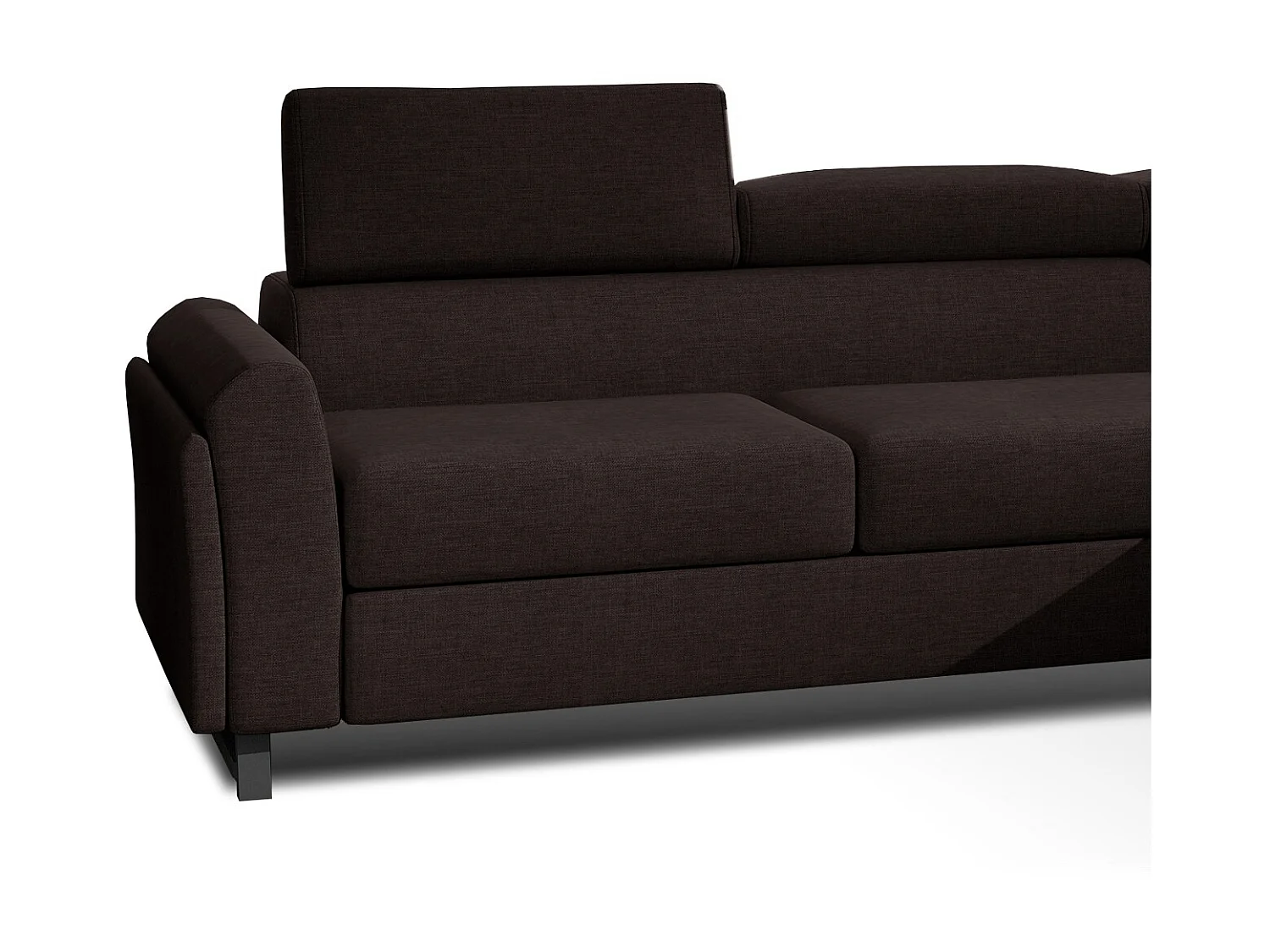 Canapé angle droit convertible tissu marron avec appuis-tête réglables Mazerali 300cm