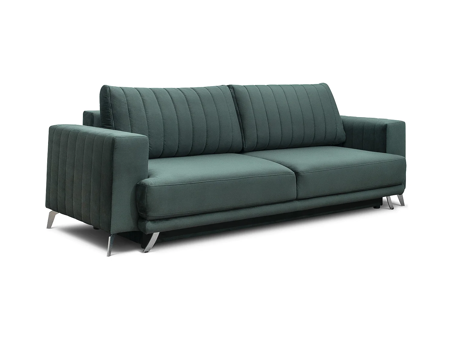 Canapé convertible design 3-4 places simili cuir gris et pieds acier chromé Eliza 250cm