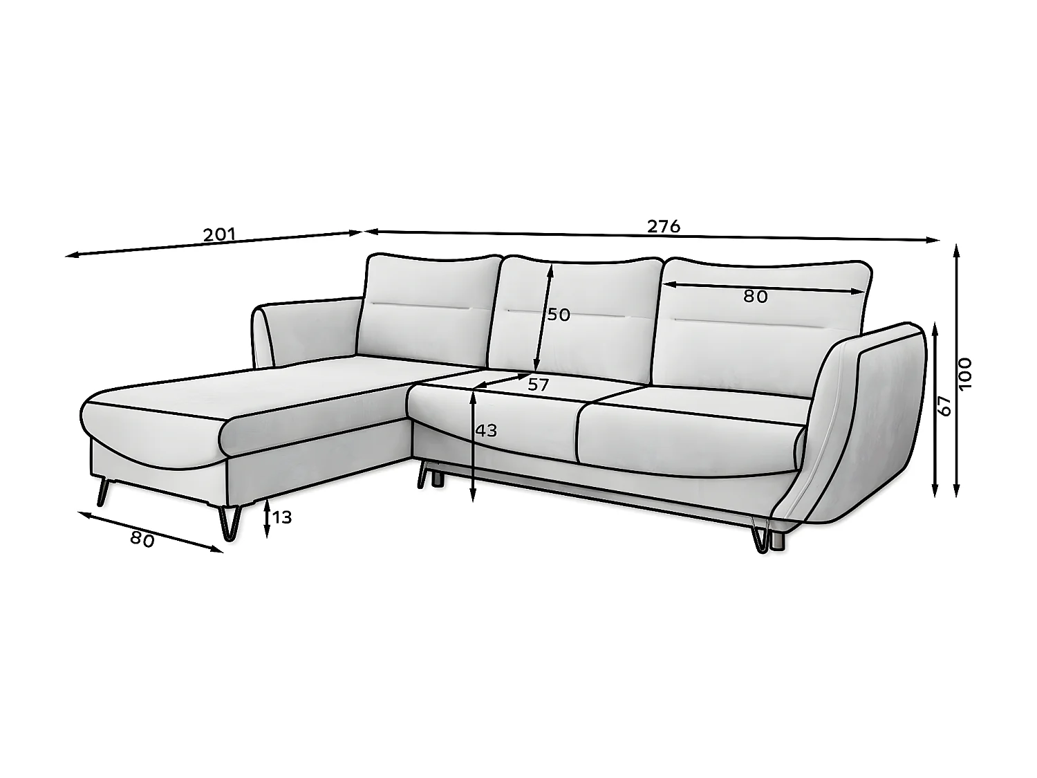 Canapé d'angle gauche convertible tissu beige Zurik 276cm