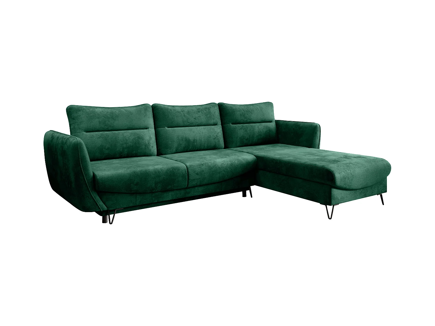Canapé d'angle droit convertible tissu doux vert Zurik 276cm