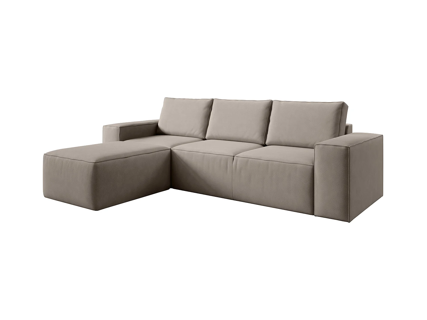 Canapé d'angle gauche convertible moderne tissu beige Willace 302cm