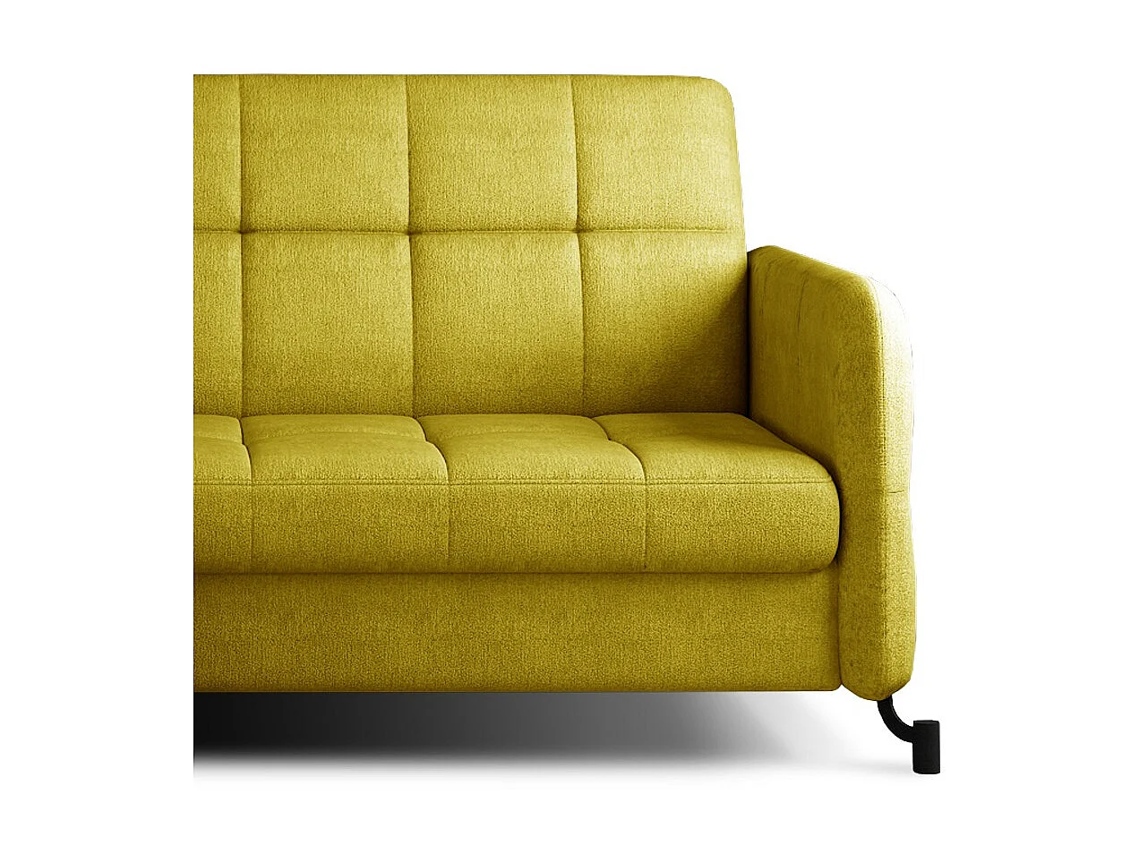 Canapé convertible angle gauche avec têtières réglables tissu matelassé jaune Lory 225cm