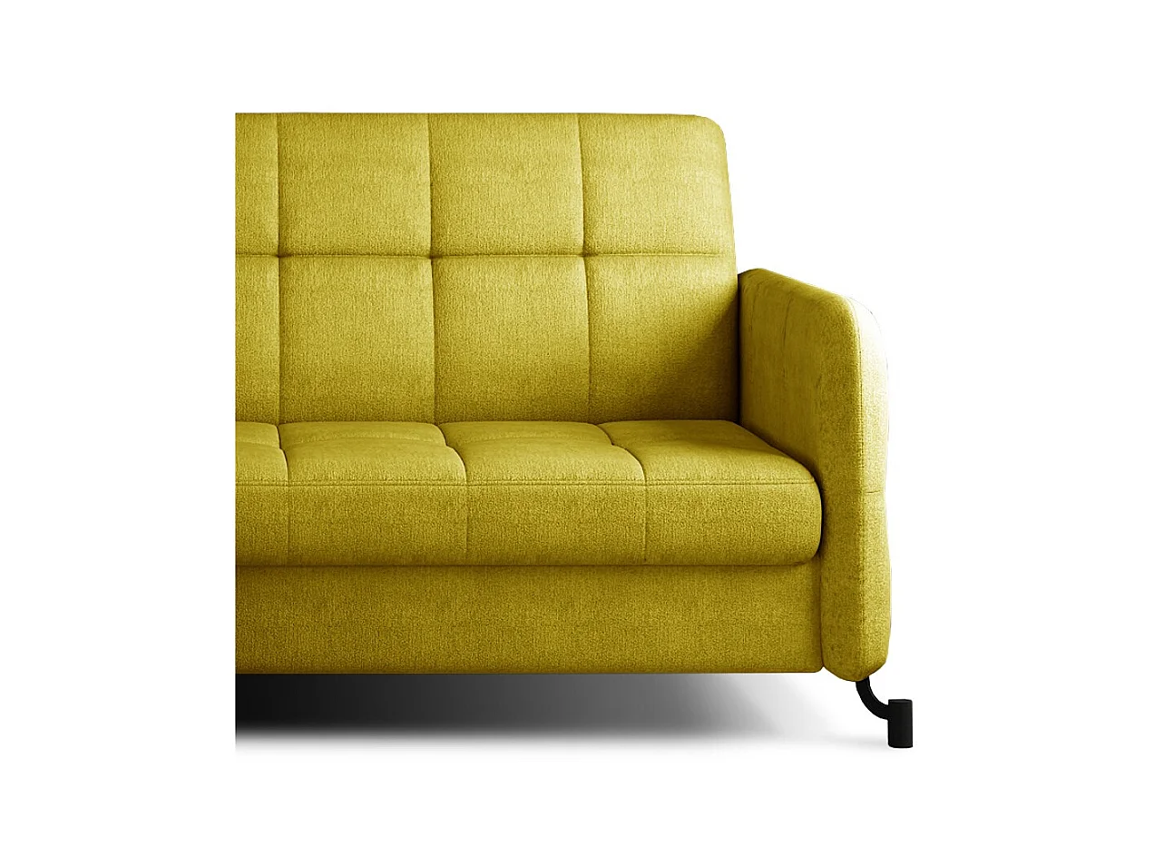 Canapé convertible angle gauche avec têtières réglables tissu matelassé jaune Lory 225cm