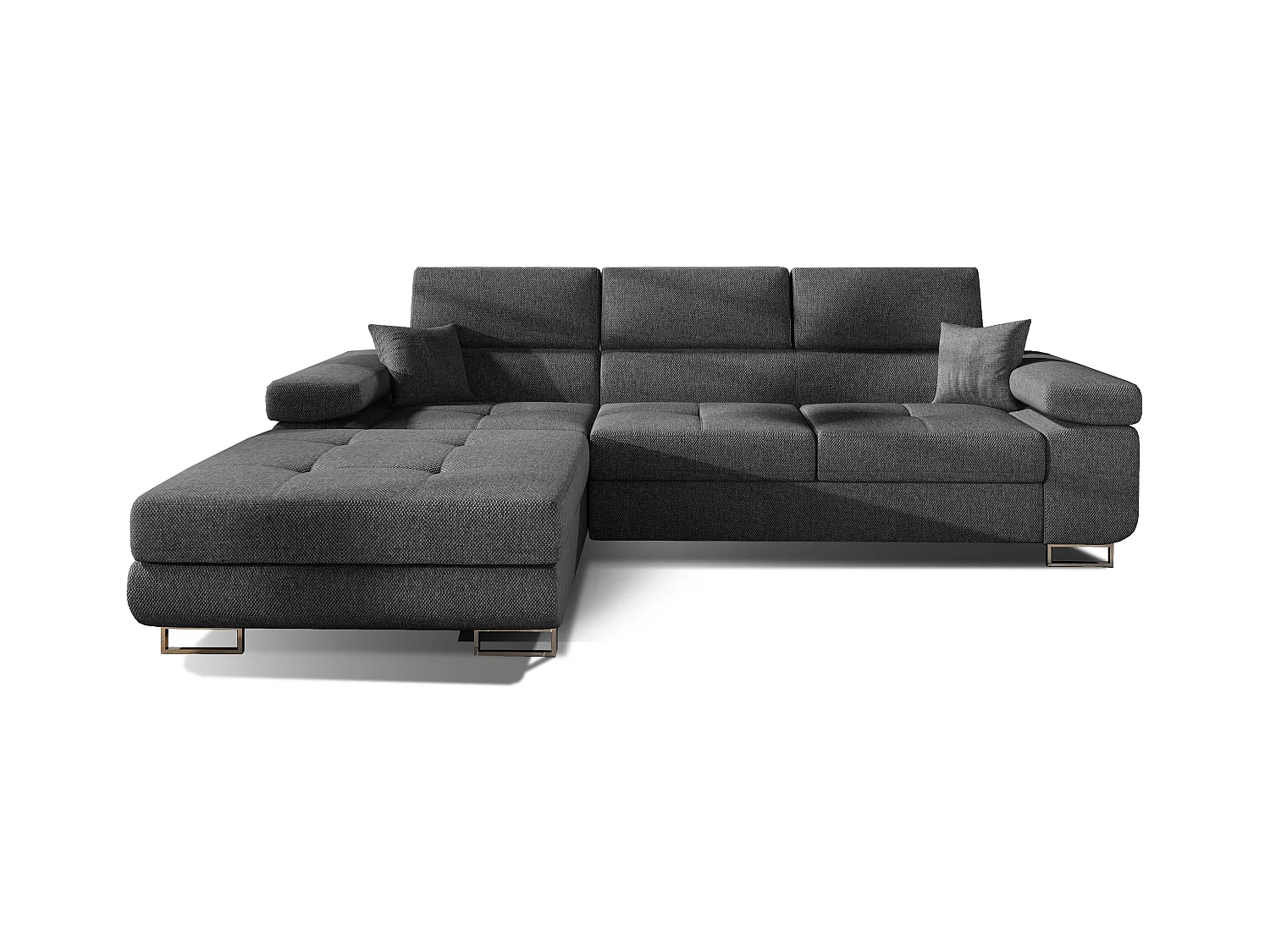 Canapé convertible d'angle gauche tissu gris foncé avec rangement Wile 280cm