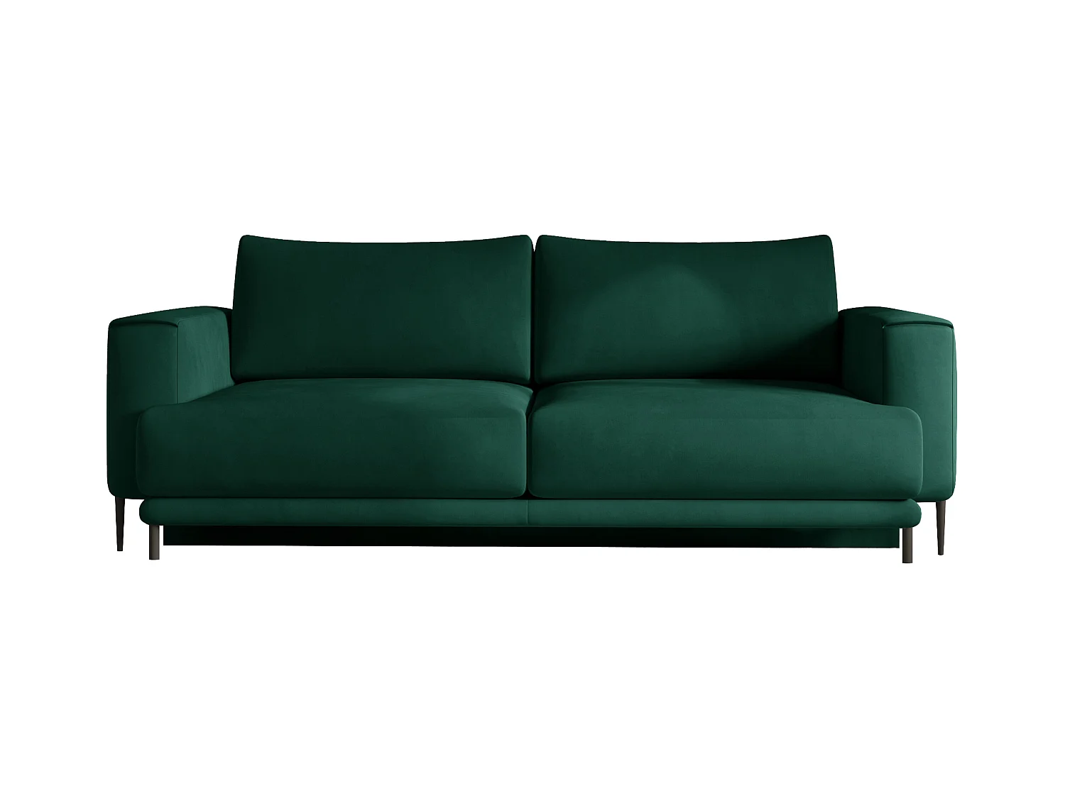 Canapé convertible design 4 places tissu doux vert bouteille et pieds métal noir Arkia 260cm