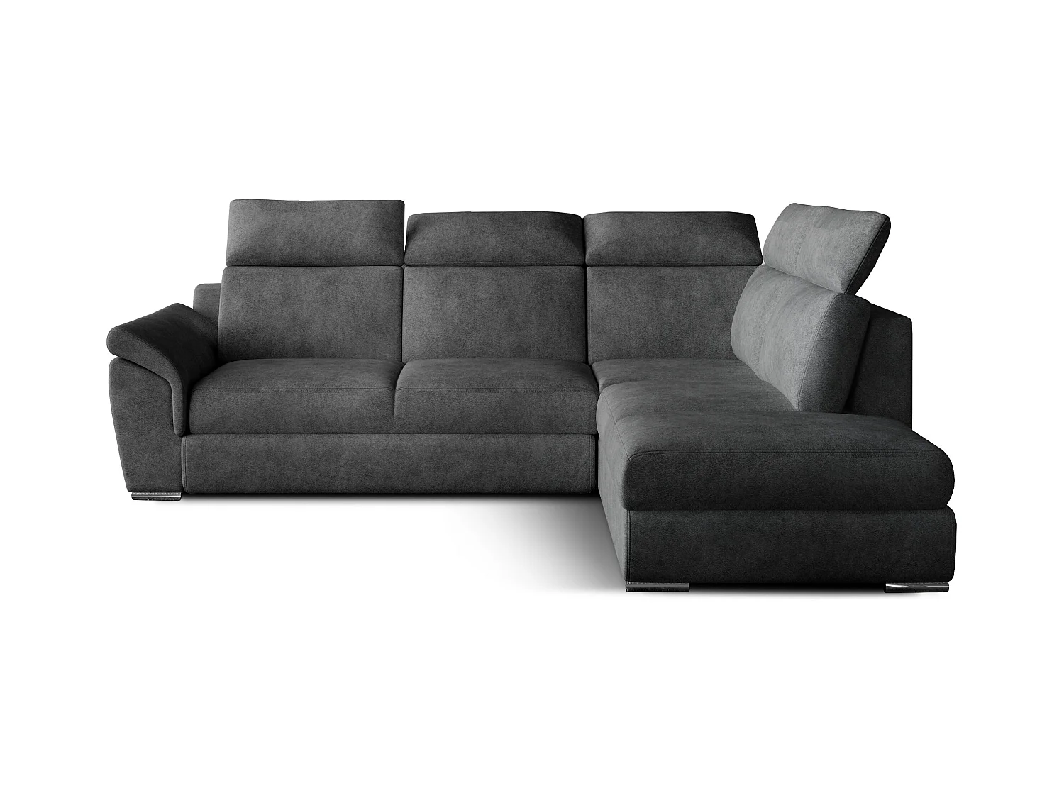 Canapé angle droit convertible tissu gris foncé avec appuis-tête réglables Kepita 260cm