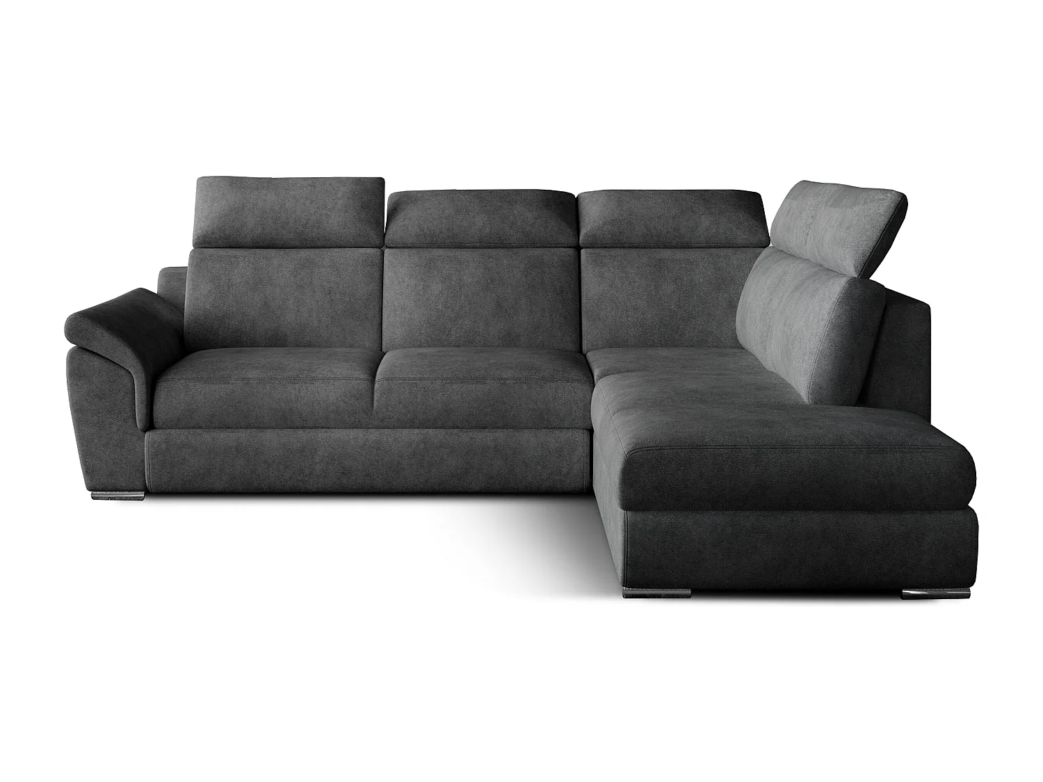Canapé angle droit convertible tissu gris foncé avec appuis-tête réglables Kepita 260cm
