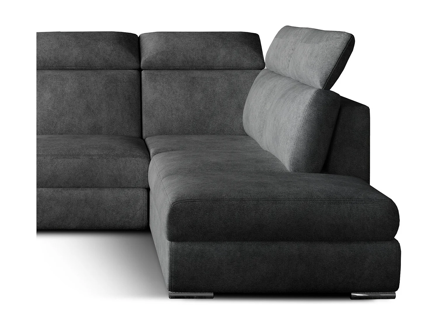 Canapé angle droit convertible tissu gris foncé avec appuis-tête réglables Kepita 260cm