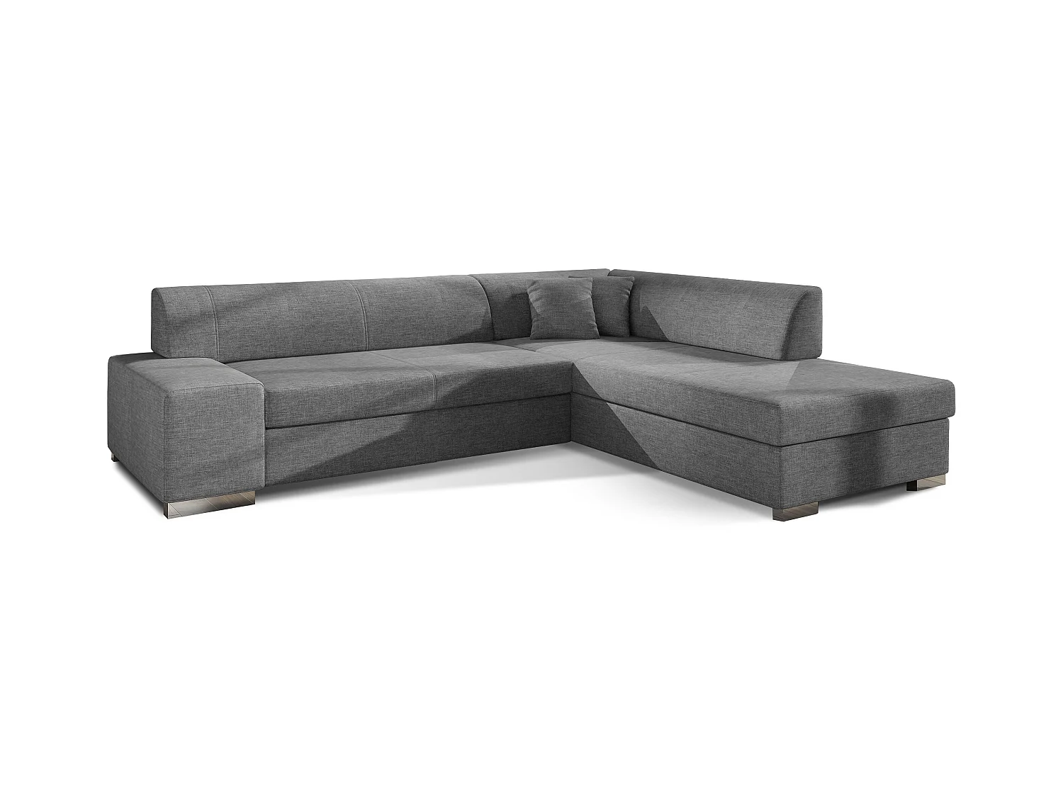 Canapé convertible moderne angle droit tissu gris clair chiné Plazo 278cm