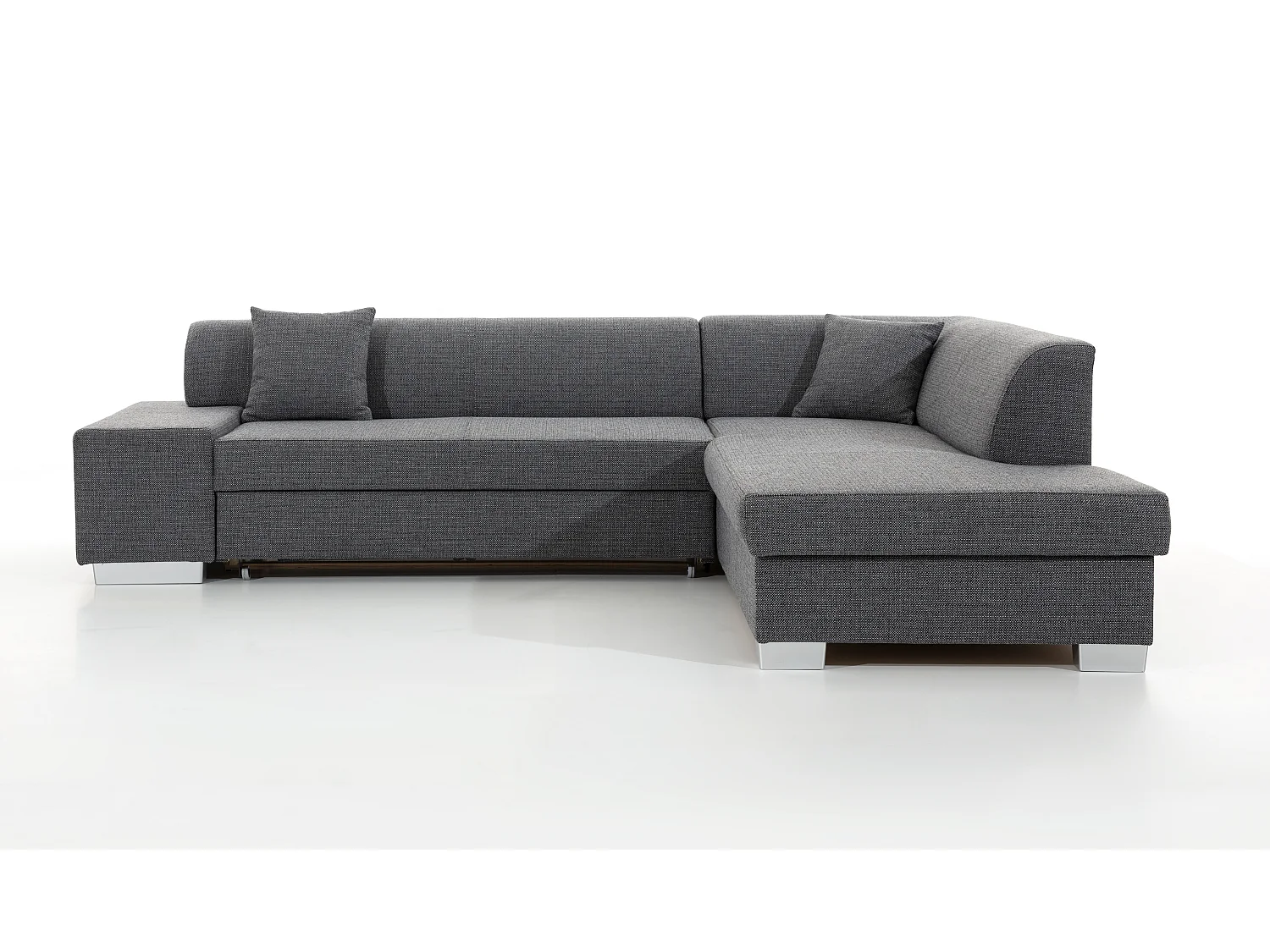 Canapé convertible moderne angle droit tissu gris clair chiné Plazo 278cm