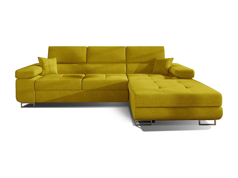 Canapé convertible d'angle droit tissu jaune avec rangement Wile 280cm