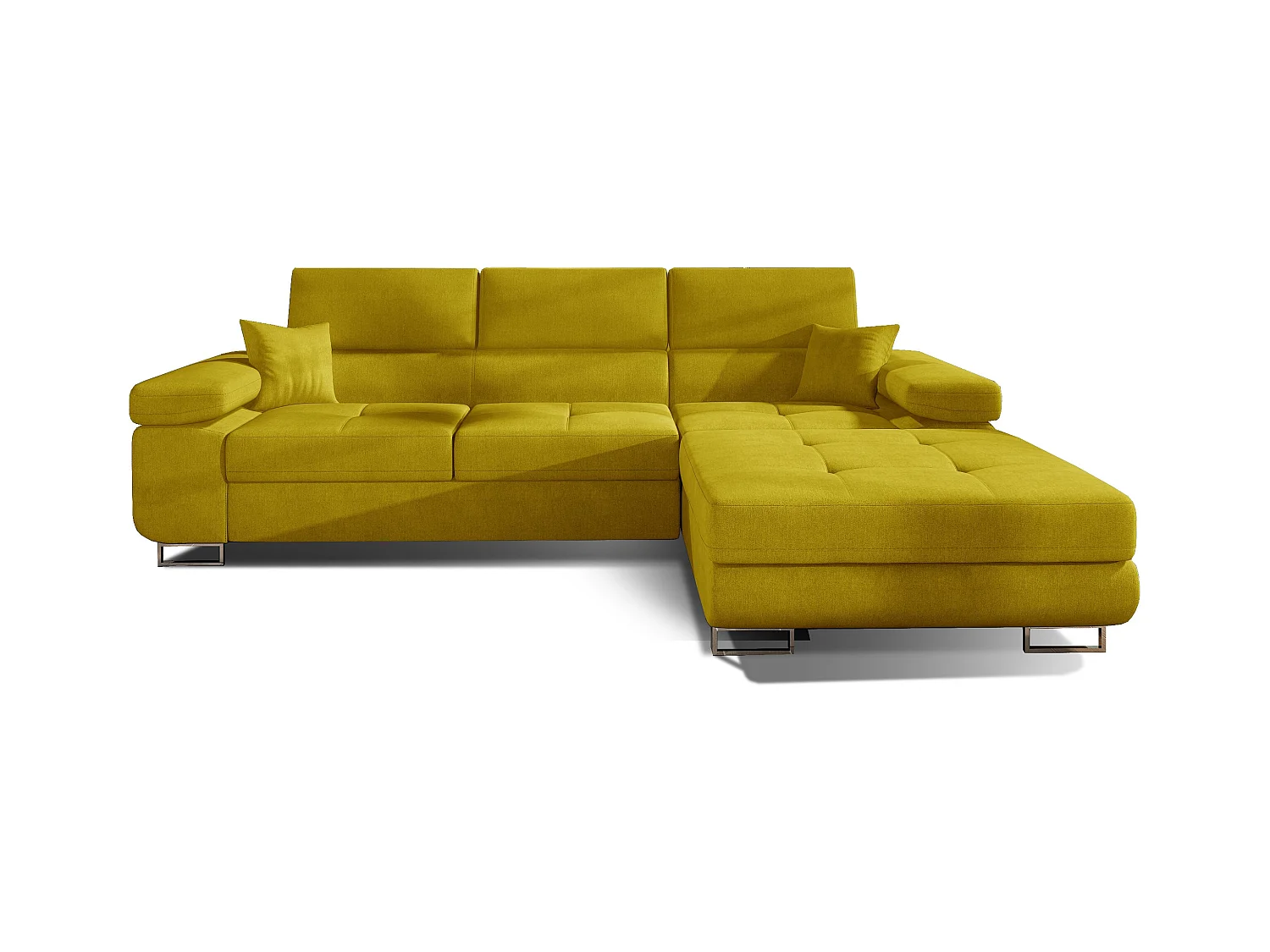 Canapé convertible d'angle droit tissu jaune avec rangement Wile 280cm