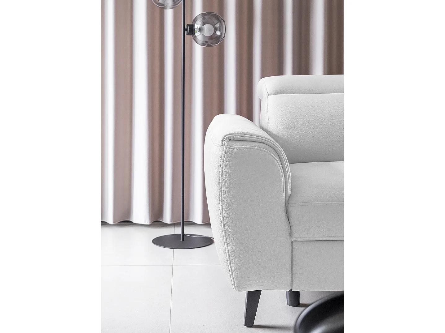 Canapé d'angle droit convertible tissu gris clair Noblesse 255cm