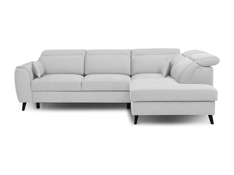 Canapé d'angle droit convertible tissu gris clair Noblesse 255cm