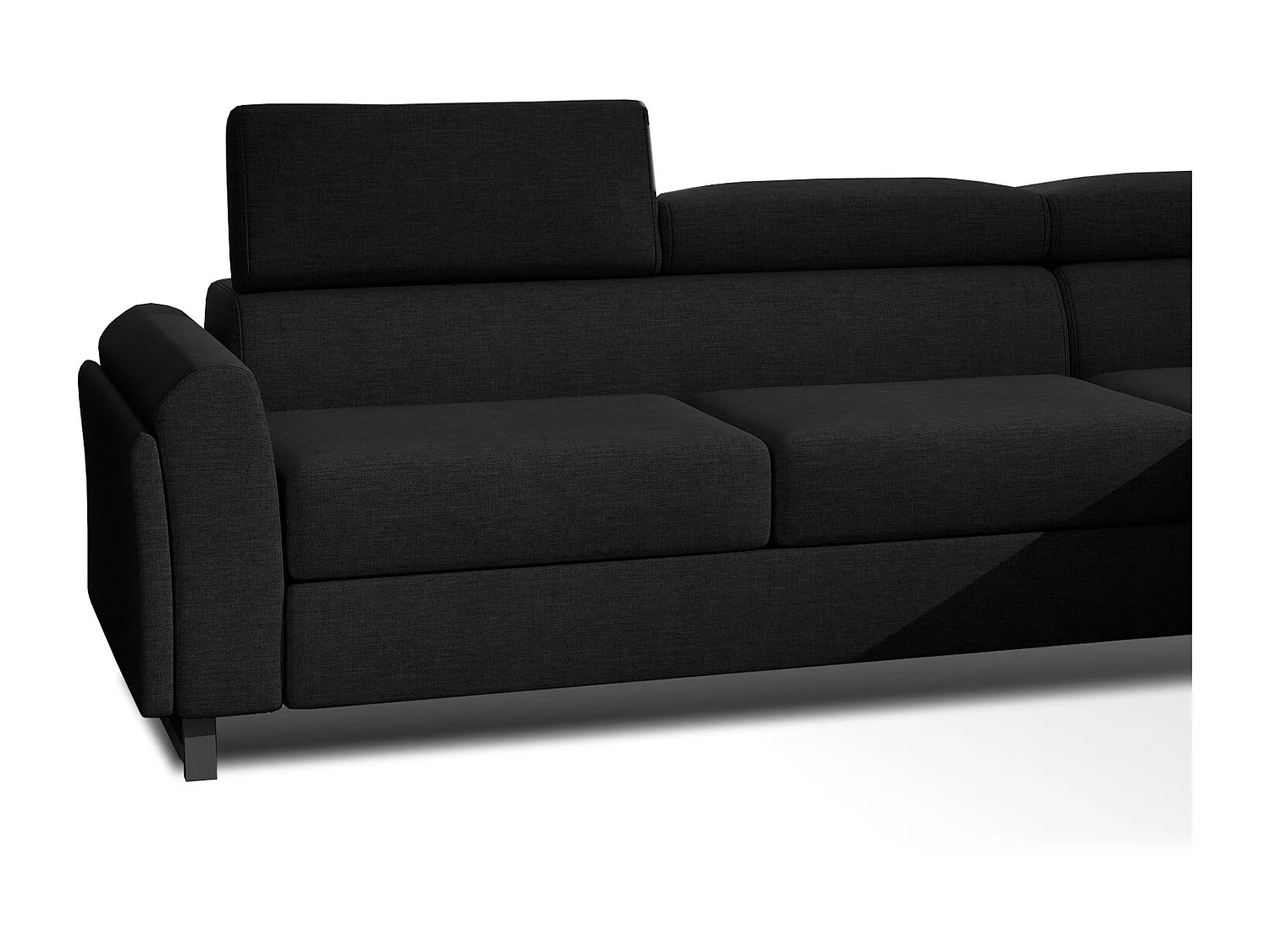 Canapé angle droit convertible tissu noir avec appuis-tête réglables Mazerali 300cm