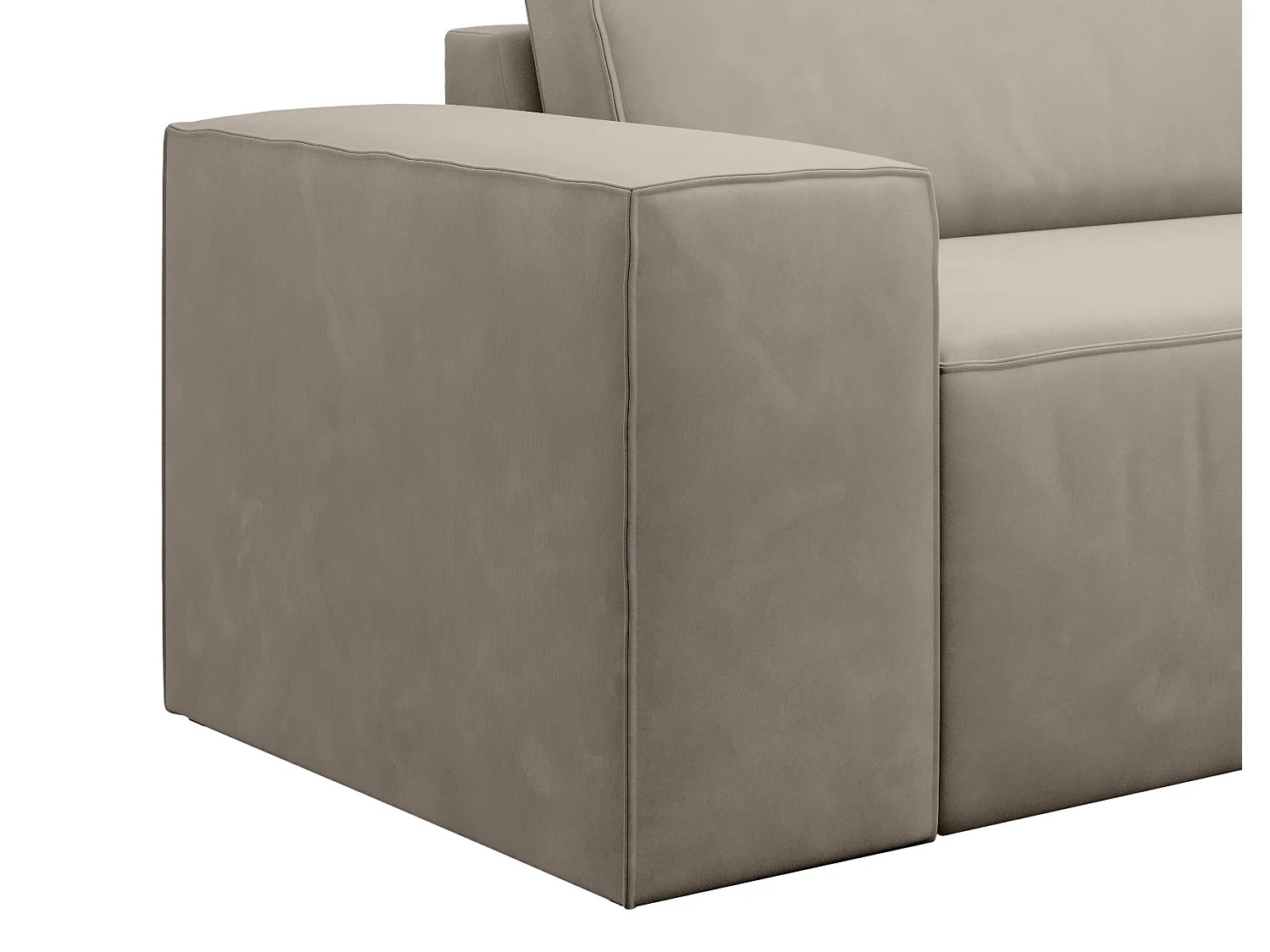 Grand canapé convertible en velours WILACE - Confort moderne et élégant-Taupe