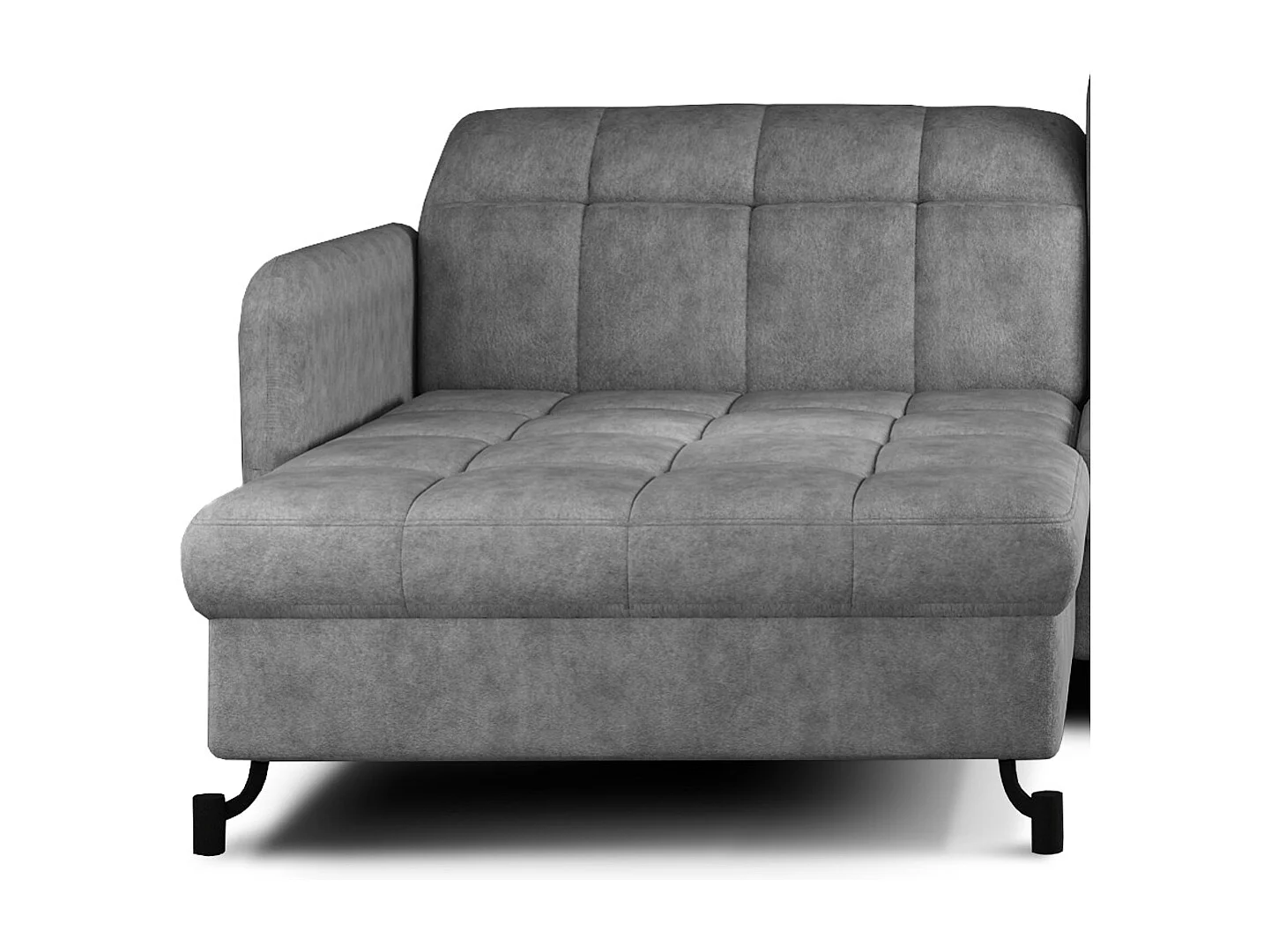 Canapé convertible angle gauche avec têtières réglables tissu matelassé gris Lory 225cm