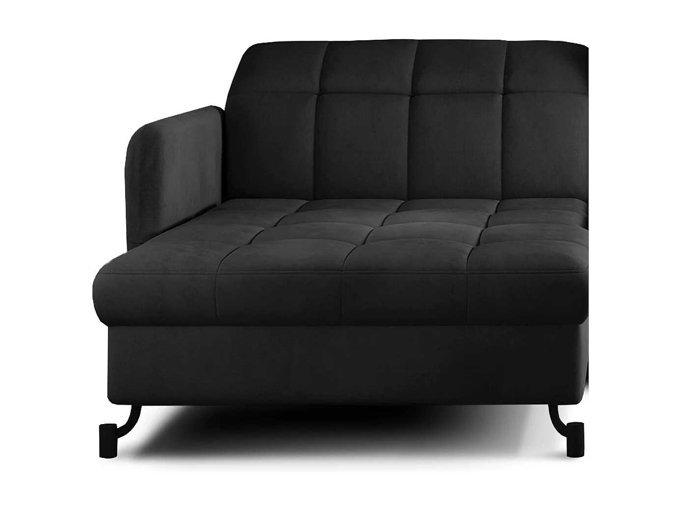 Canapé convertible angle gauche avec têtières réglables velours matelassé gris anthracite Lory 225cm