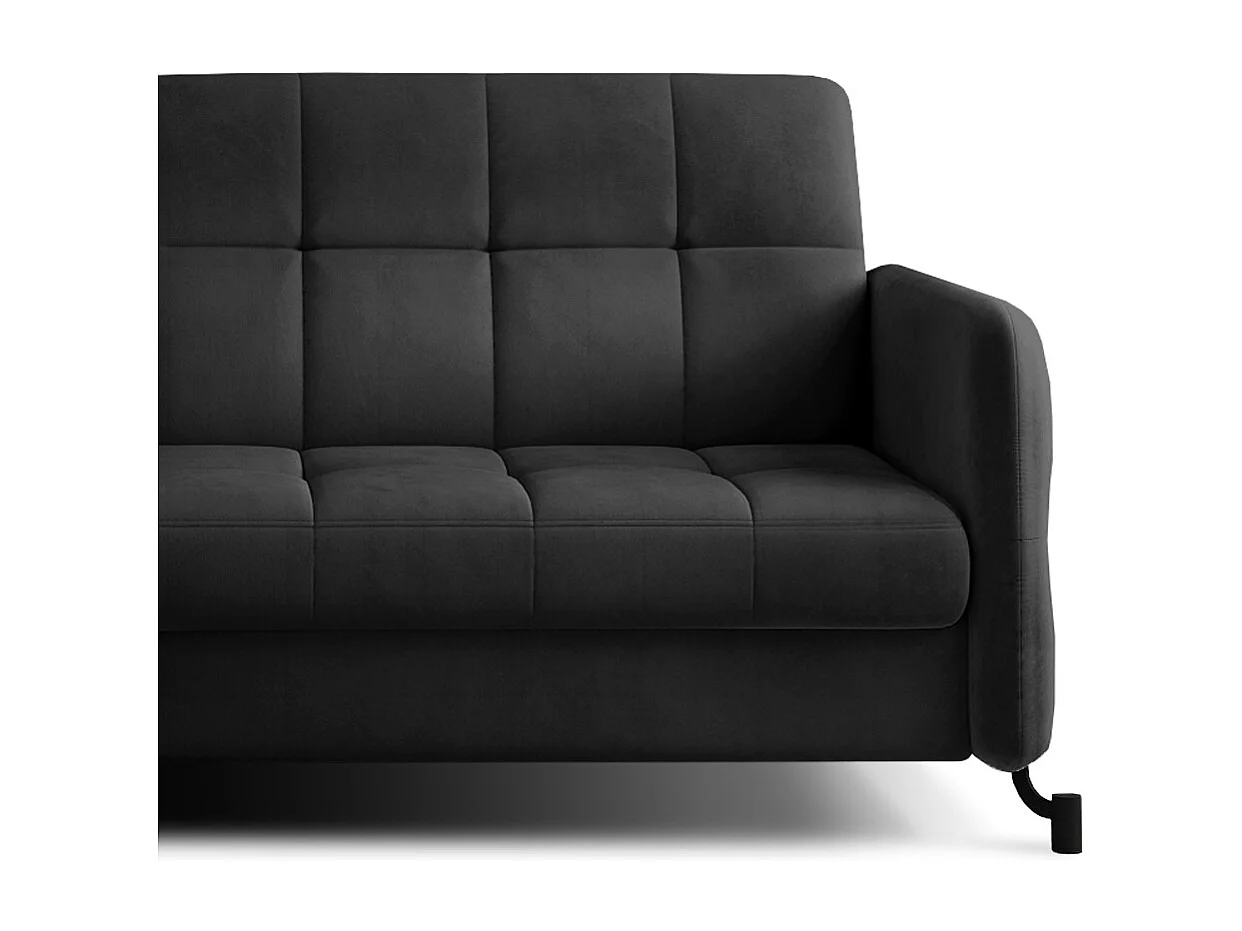 Canapé convertible angle gauche avec têtières réglables velours matelassé gris anthracite Lory 225cm