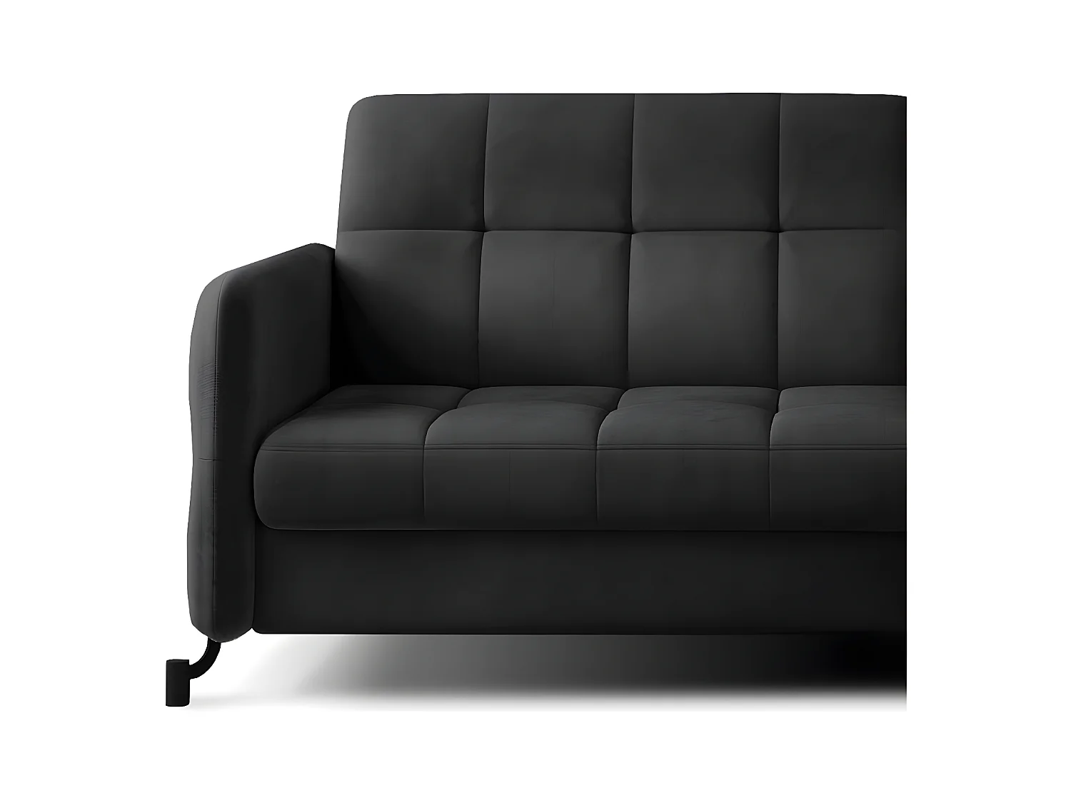 Canapé convertible angle droit avec têtières réglables velours matelassé gris anthracite Lory 225cm