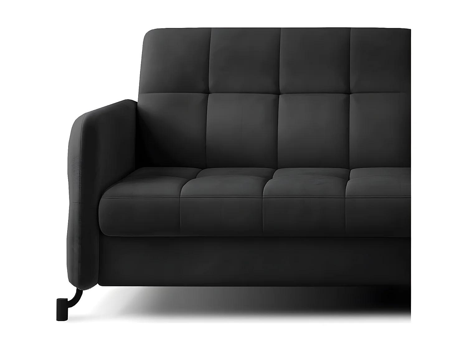 Canapé convertible angle droit avec têtières réglables velours matelassé gris anthracite Lory 225cm