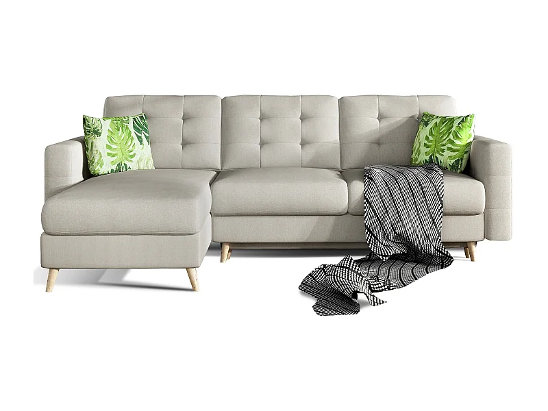 Canapé d'angle réversible et convertible tissu beige clair Anska 250cm