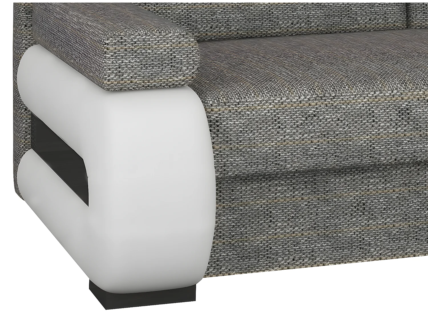 Canapé convertible 2 places tissu gris chiné et simili cuir blanc Korina 202cm