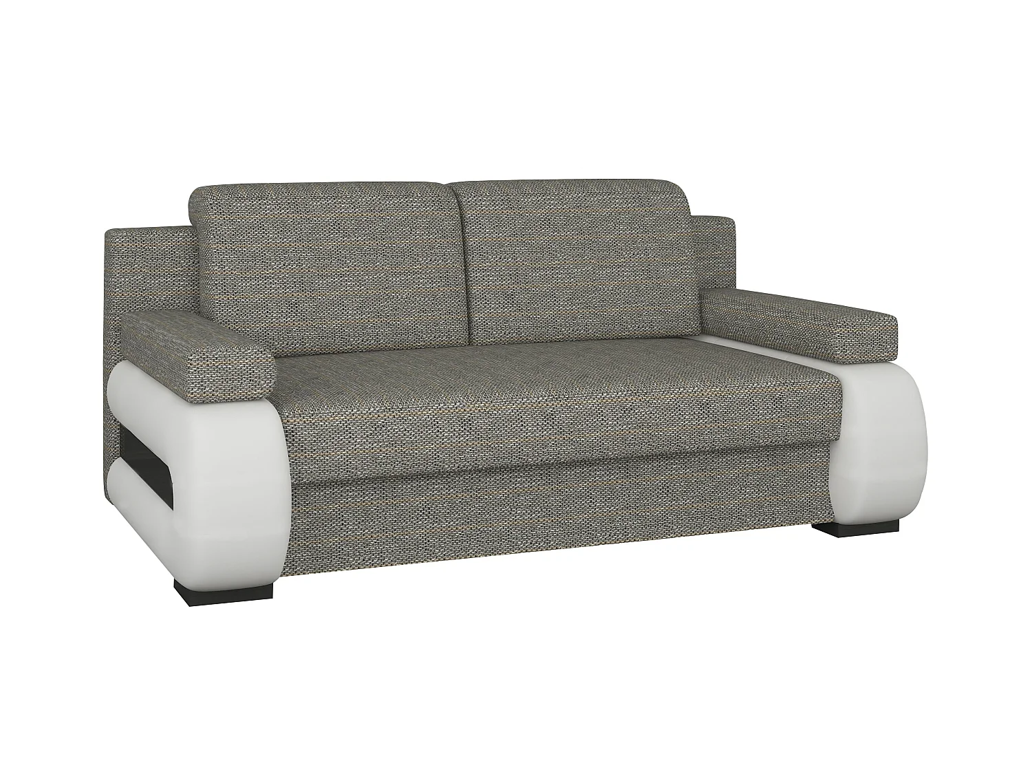 Canapé convertible 2 places tissu gris chiné et simili cuir blanc Korina 202cm
