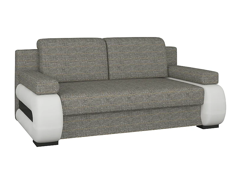 Canapé convertible 2 places tissu gris chiné et simili cuir blanc Korina 202cm