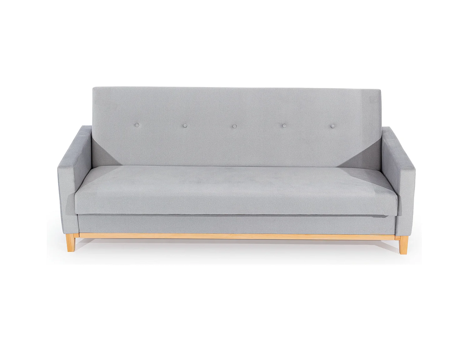 Canapé lit 3 places tissu vert foncé et pieds en bois de hêtre Saline 216cm