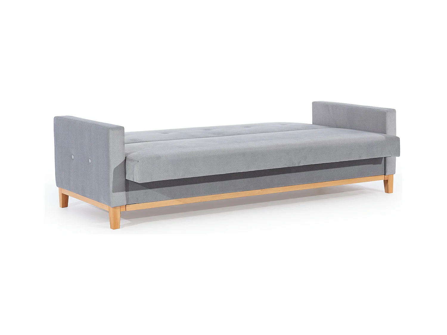 Canapé lit 3 places tissu vert foncé et pieds en bois de hêtre Saline 216cm