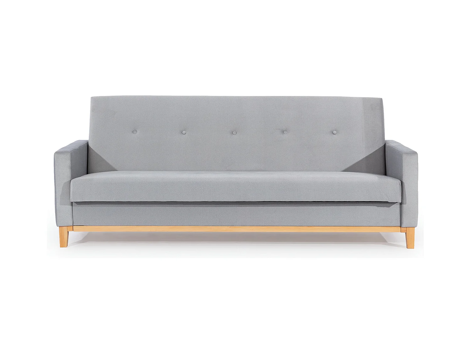 Canapé lit 3 places tissu vert foncé et pieds en bois de hêtre Saline 216cm