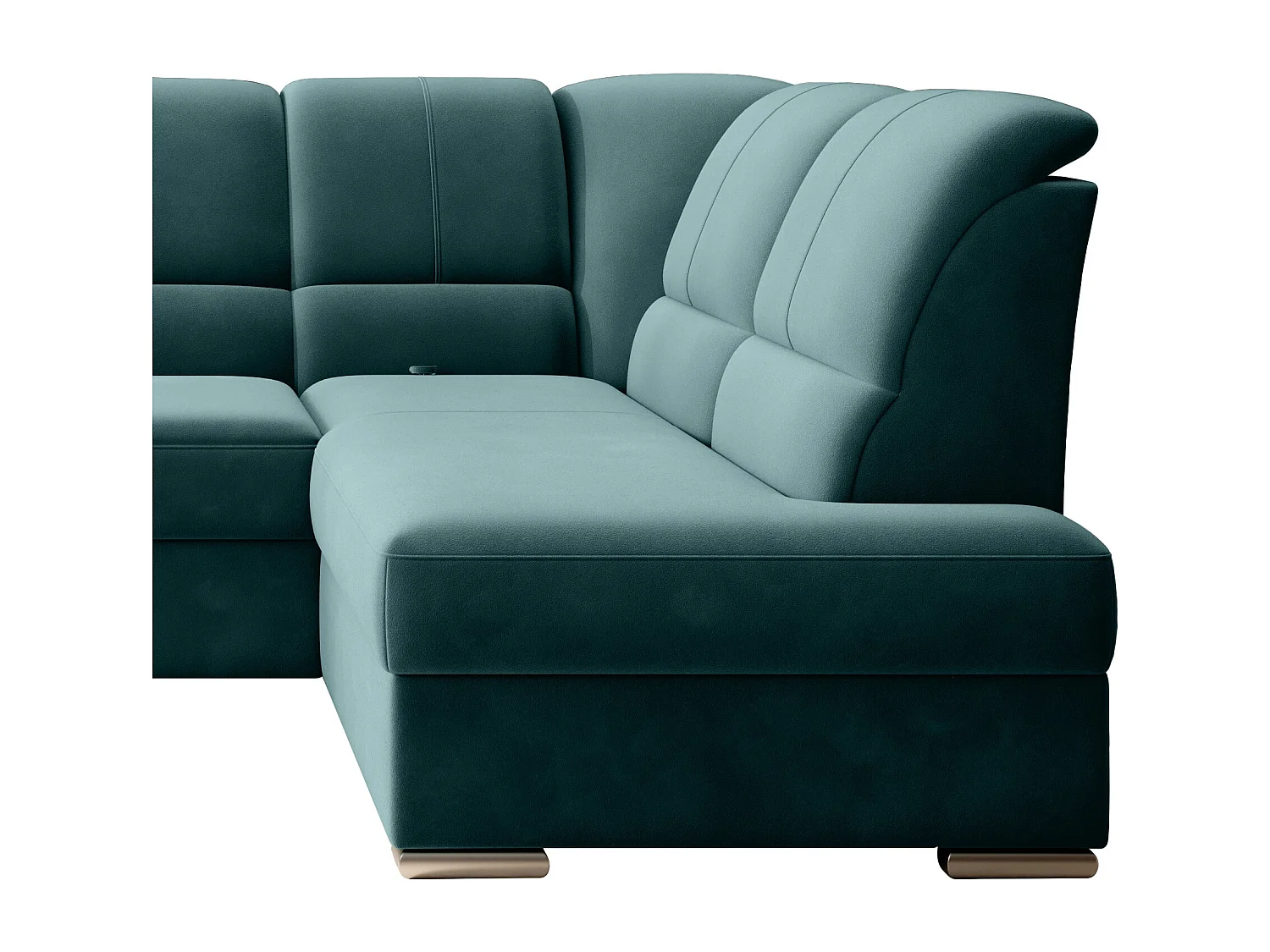 Canapé angle droit convertible velours vert bouteille et pieds acier chromé Zabor 270cm