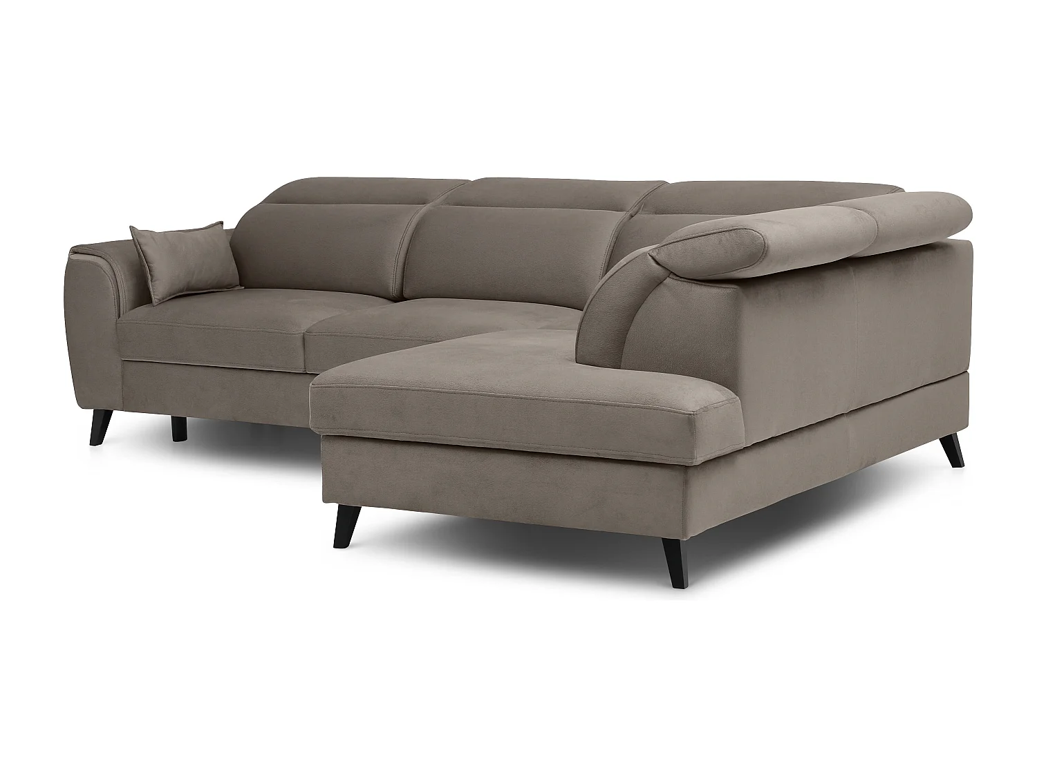 Canapé d'angle convertible avec rangement tiu NOBLESSE - Pied boi noir-Marron clair-angle droit