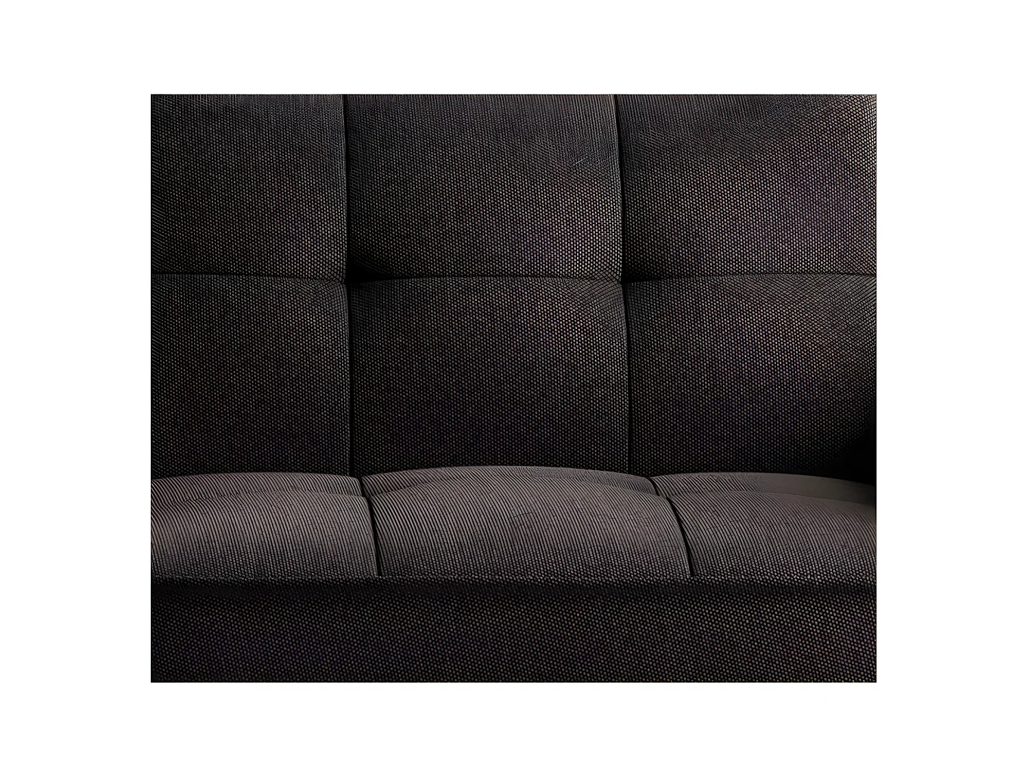 Canapé convertible 3 places tissu marron capitonné et pieds bois noir Bizza 220cm