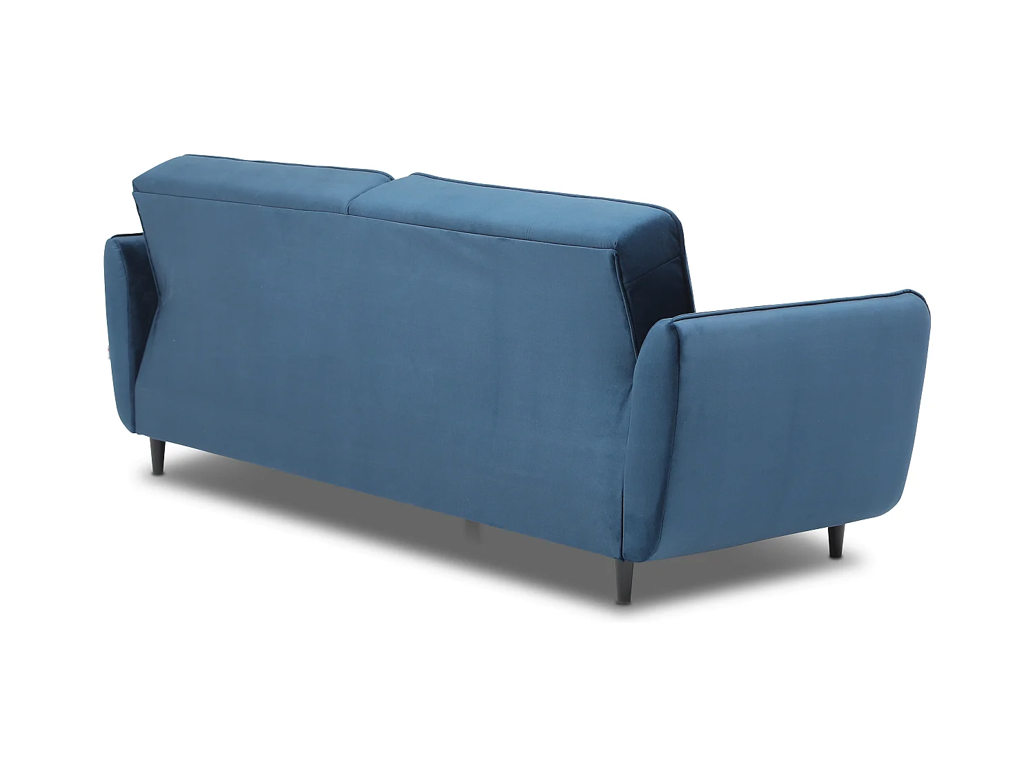 Canapé convertible 3 places tissu marron capitonné et pieds bois noir Bizza 220cm