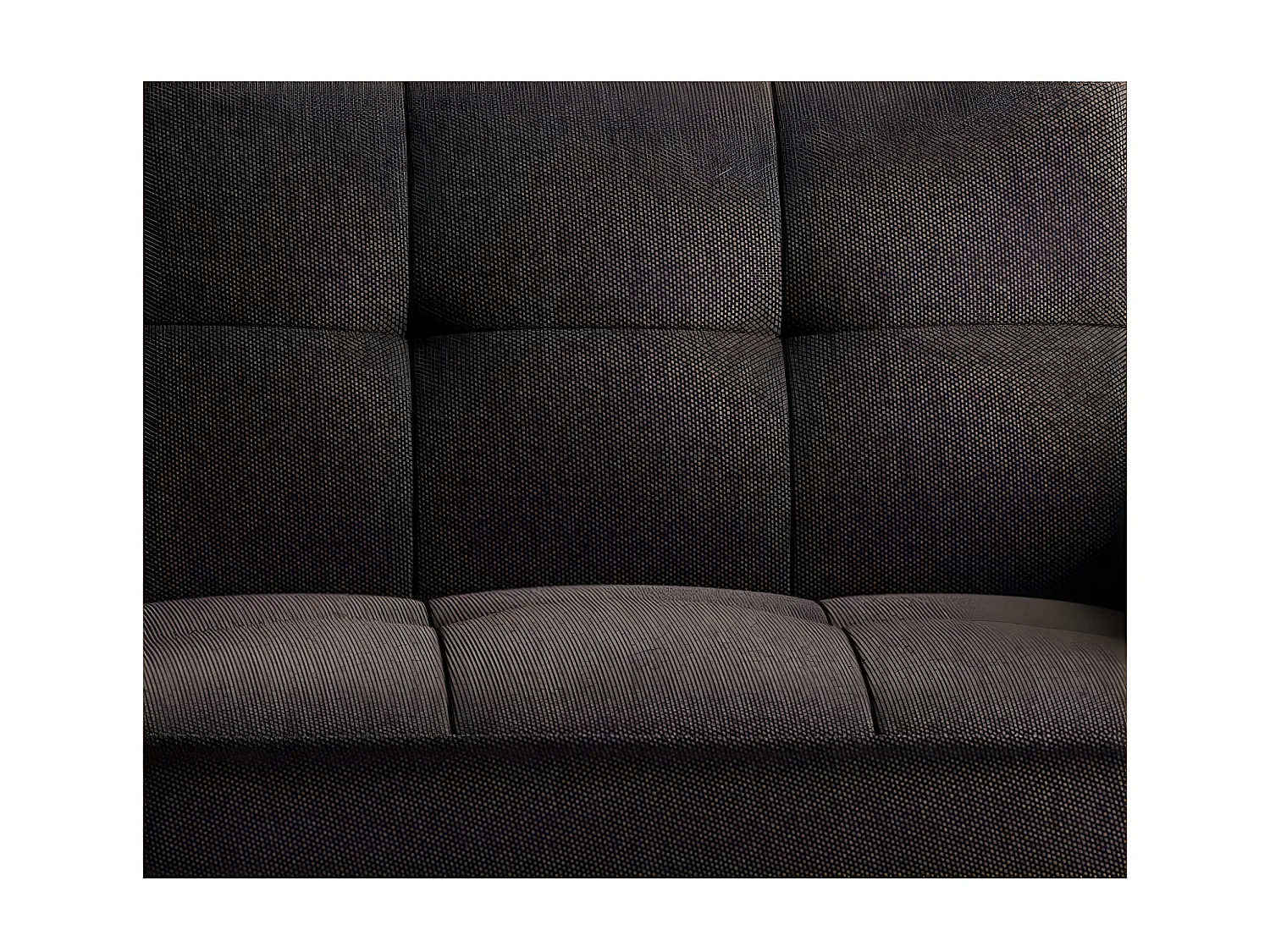 Canapé convertible 3 places tissu marron capitonné et pieds bois noir Bizza 220cm