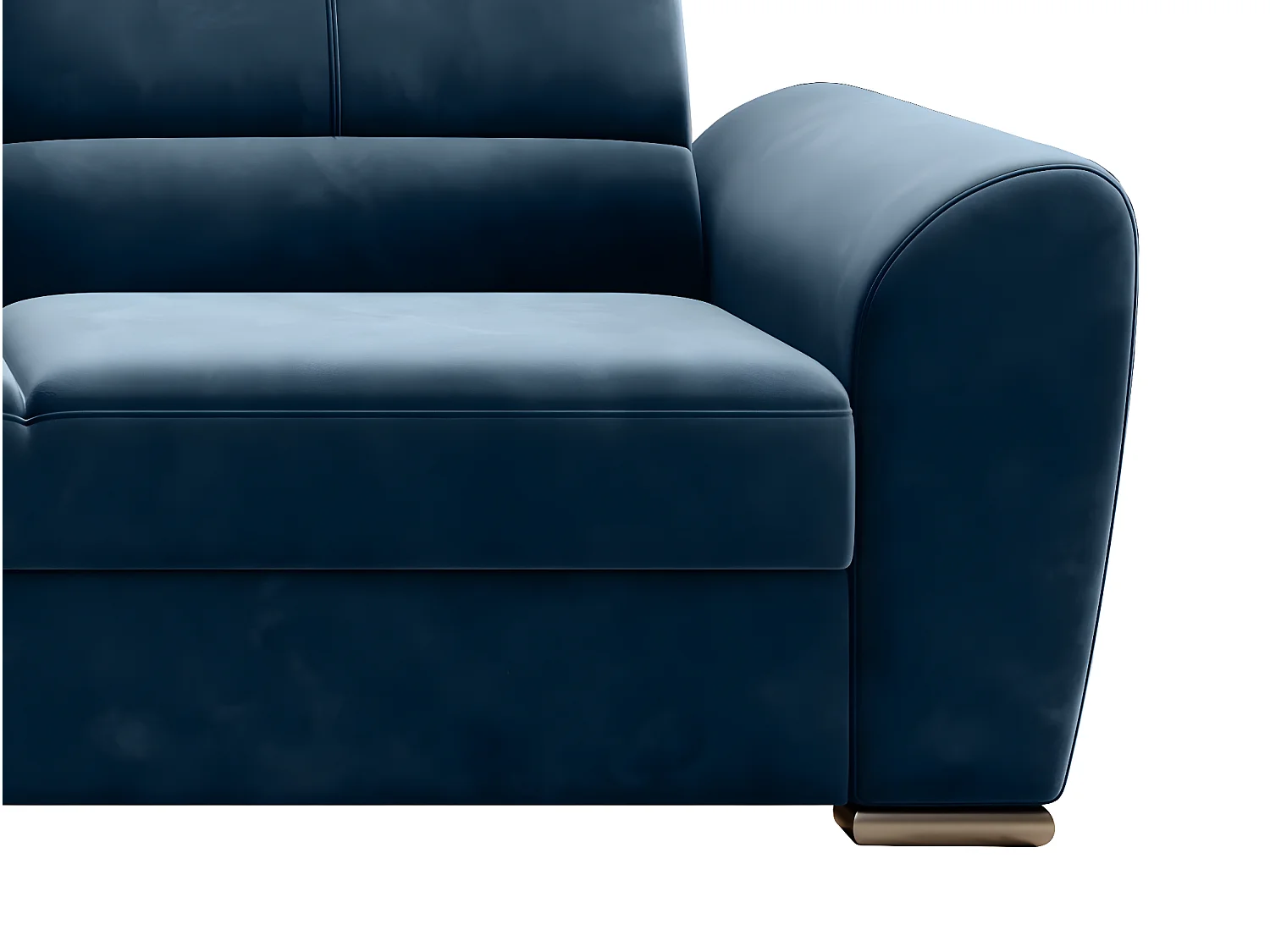 Canapé angle gauche convertible tissu bleu foncé et pieds acier chromé Zabor 270cm