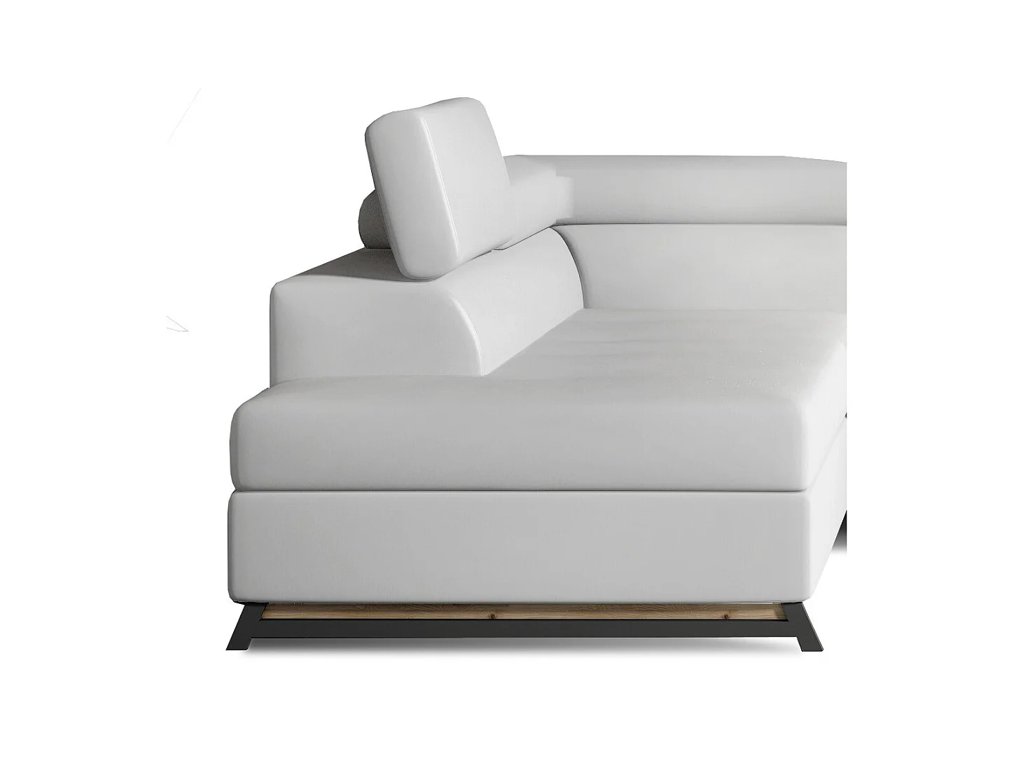 Converteerbare hoekbank links in wit kunstleer met verstelbare hoofdsteunen Nikos 265 cm