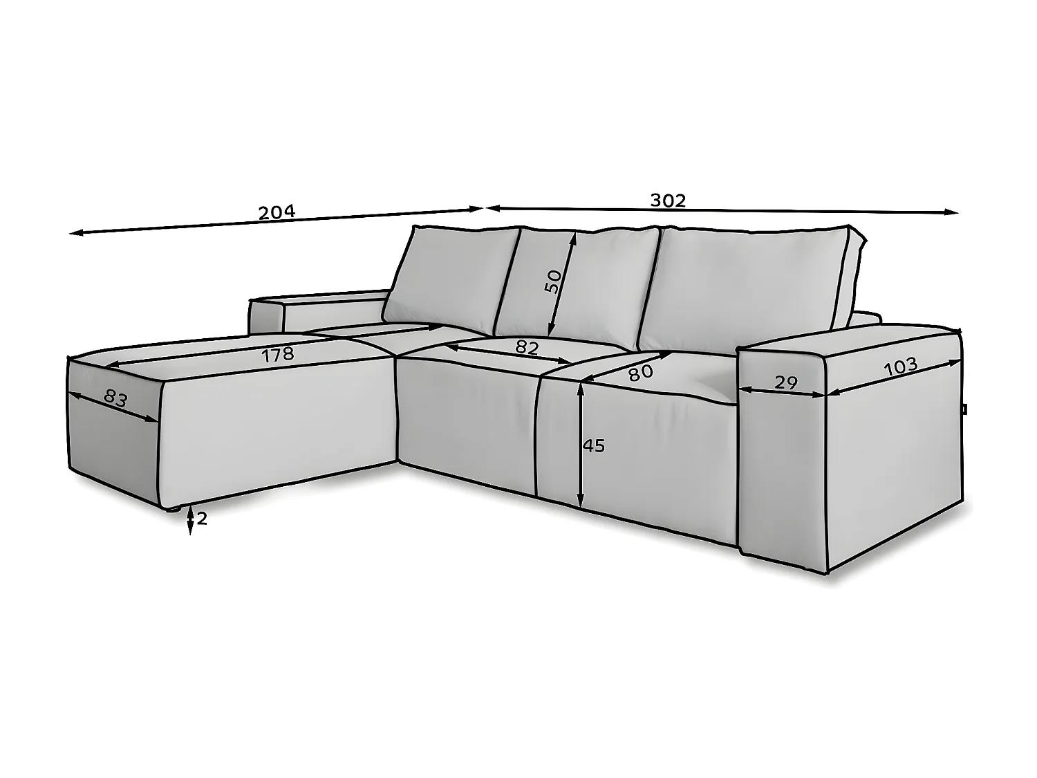 Canapé d'angle droit convertible moderne tissu beige foncé Willace 302cm