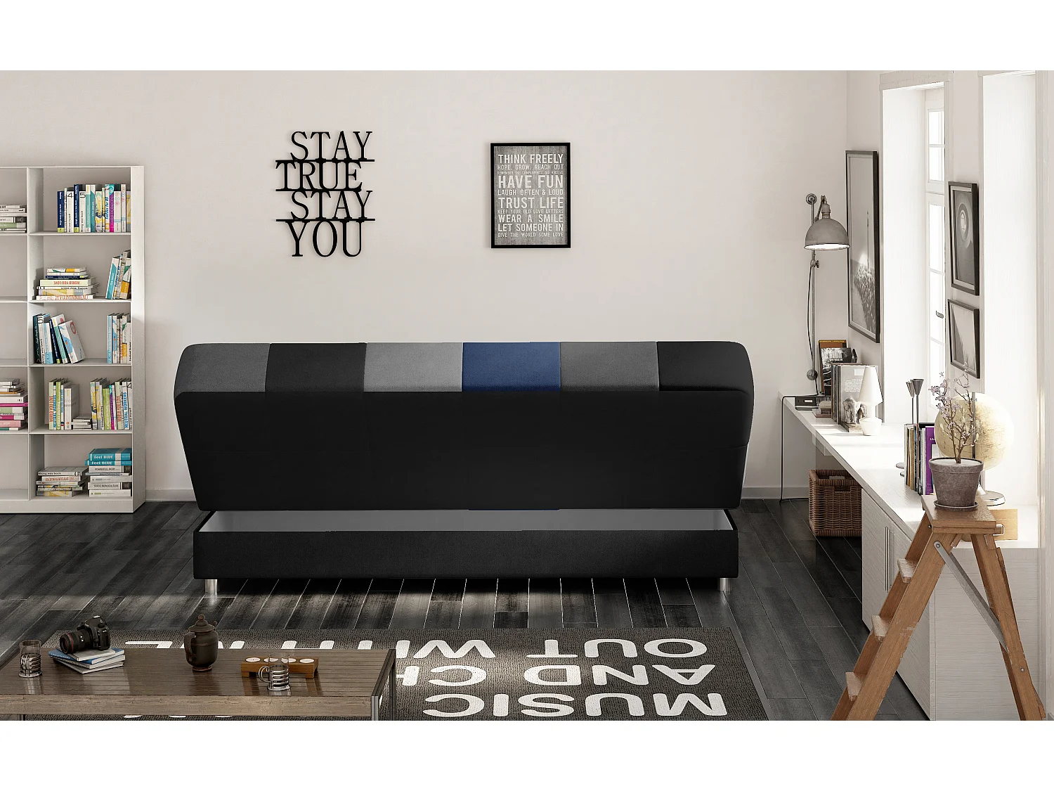 Canapé lit tissu mulitcouleur gris Kady 192cm