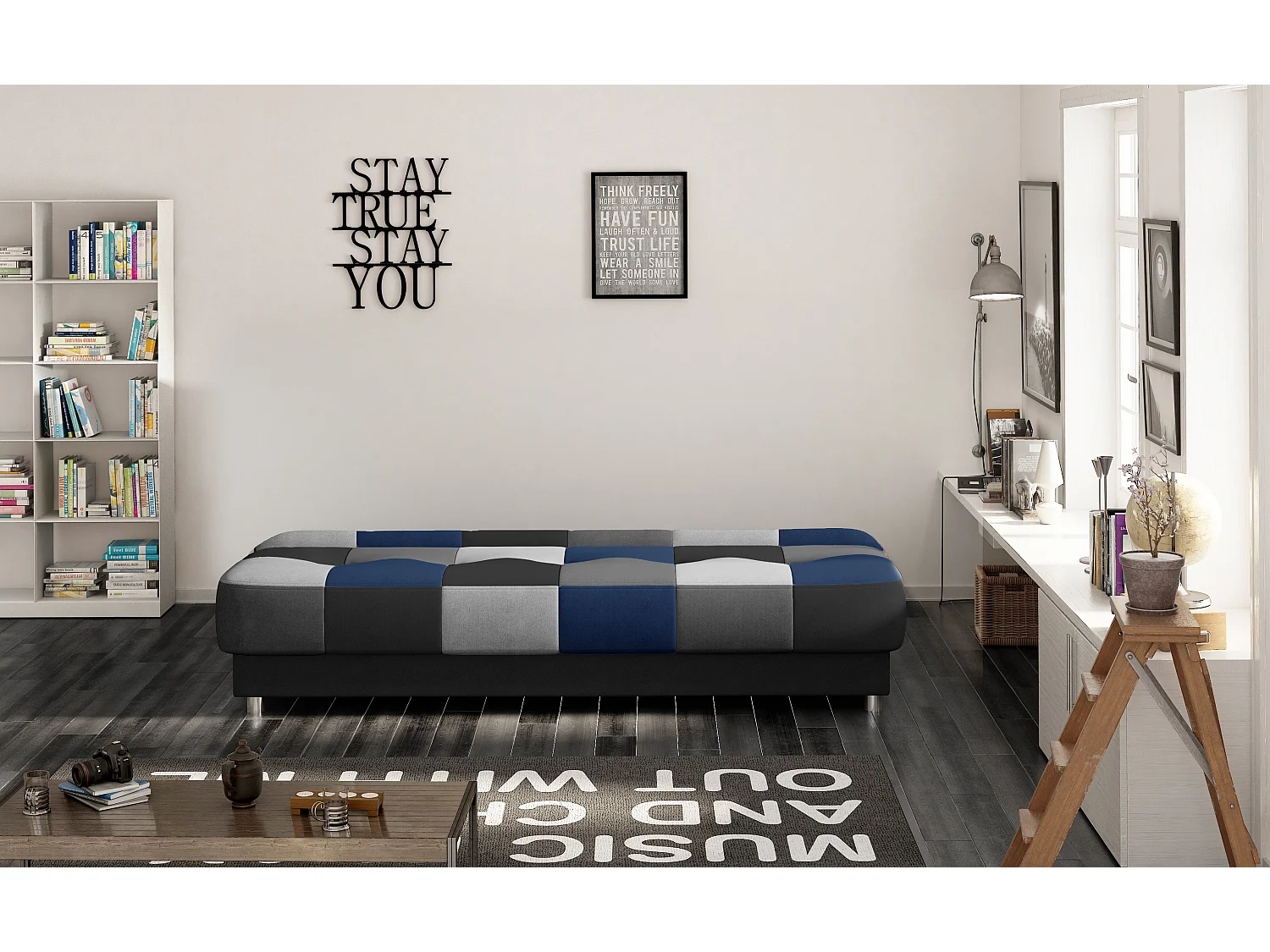 Canapé lit tissu mulitcouleur gris Kady 192cm