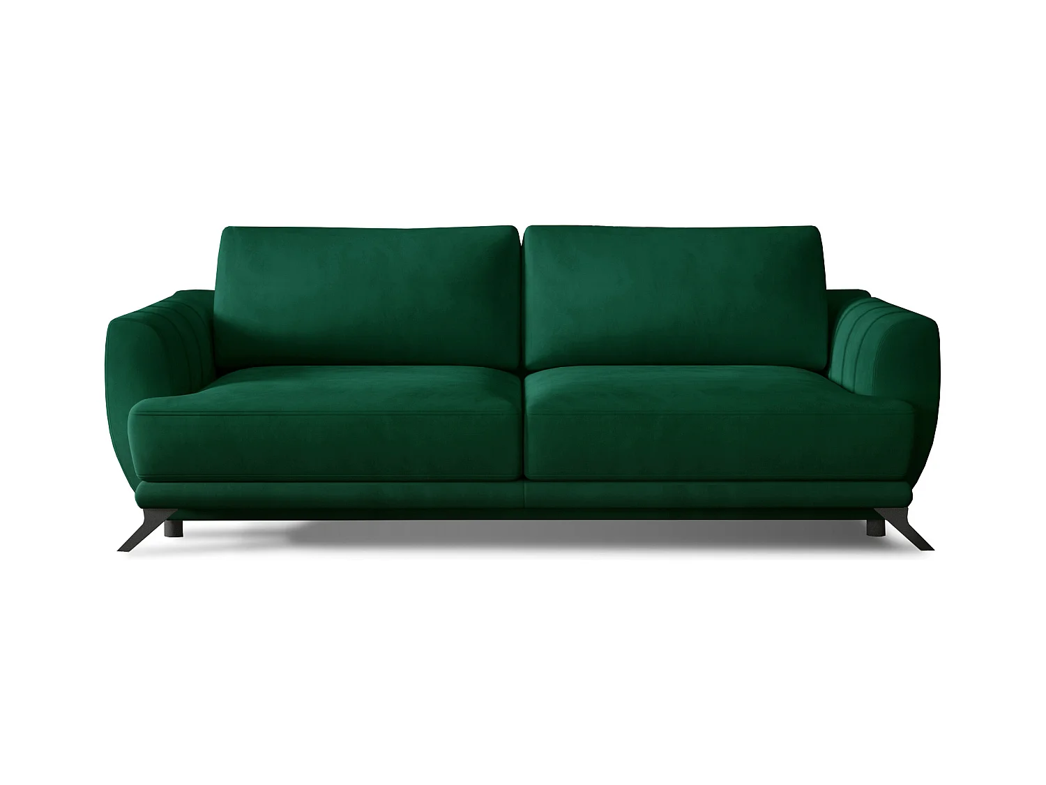 Canapé convertible 3-4 places velours vert et pieds métal noir Zora 250cm