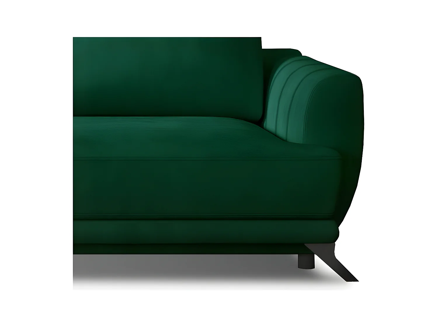Canapé convertible 3-4 places velours vert et pieds métal noir Zora 250cm