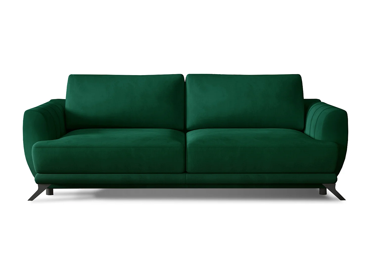 Canapé convertible 3-4 places velours vert et pieds métal noir Zora 250cm