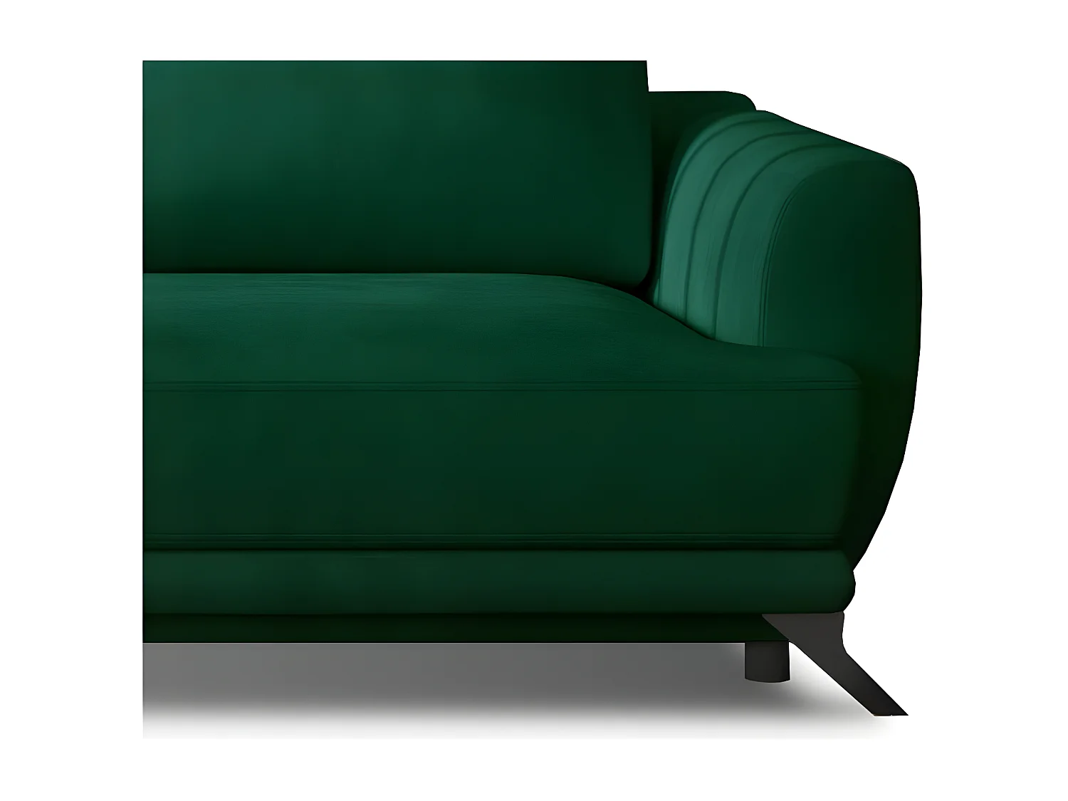 Canapé convertible 3-4 places velours vert et pieds métal noir Zora 250cm