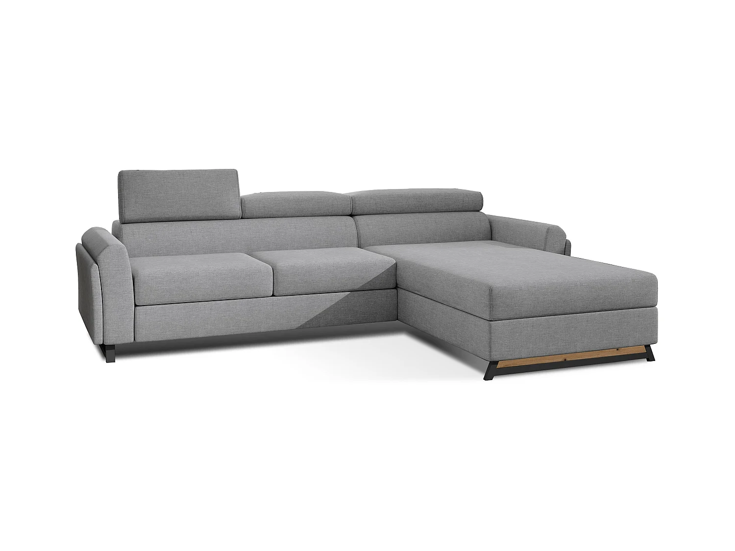 Canapé angle droit convertible tissu gris clair avec appuis-tête réglables Mazerali 300cm
